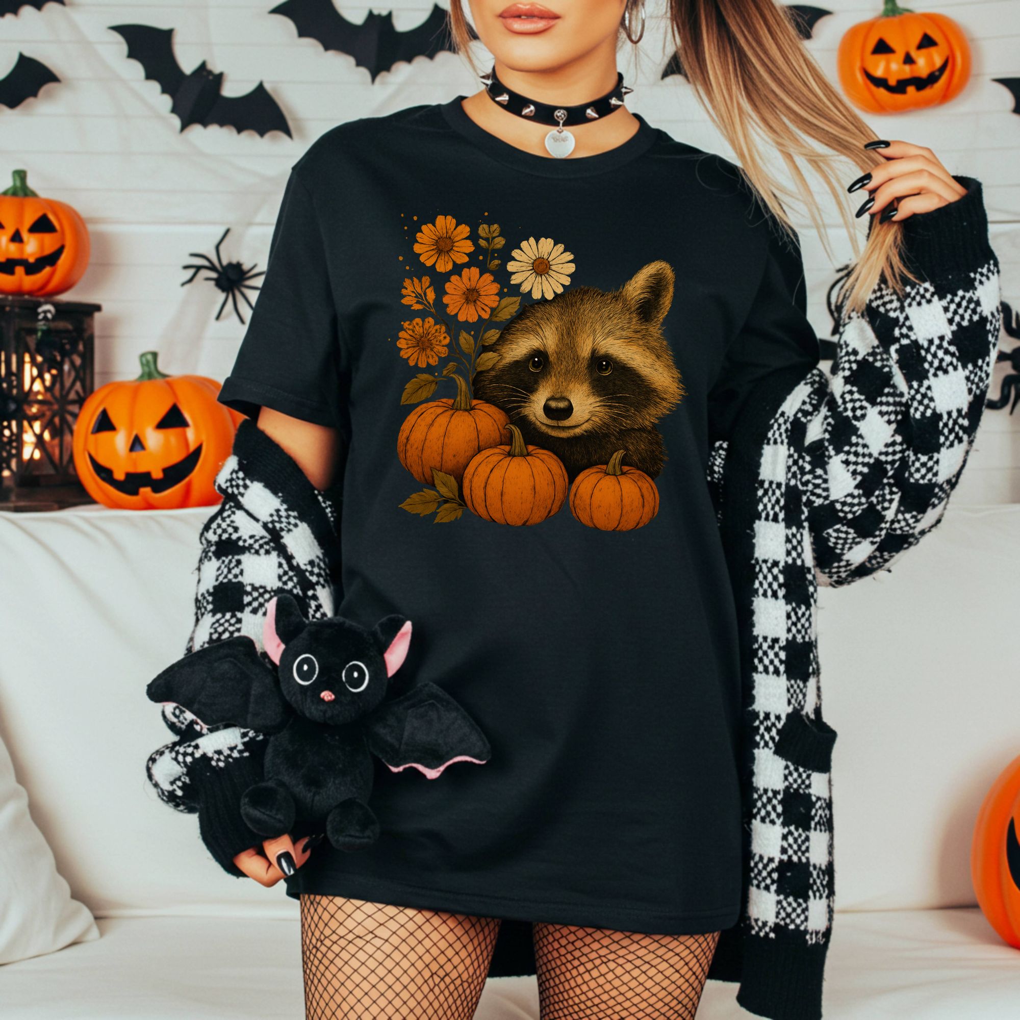 Autumn Raccoon Pumpkin T-shirt