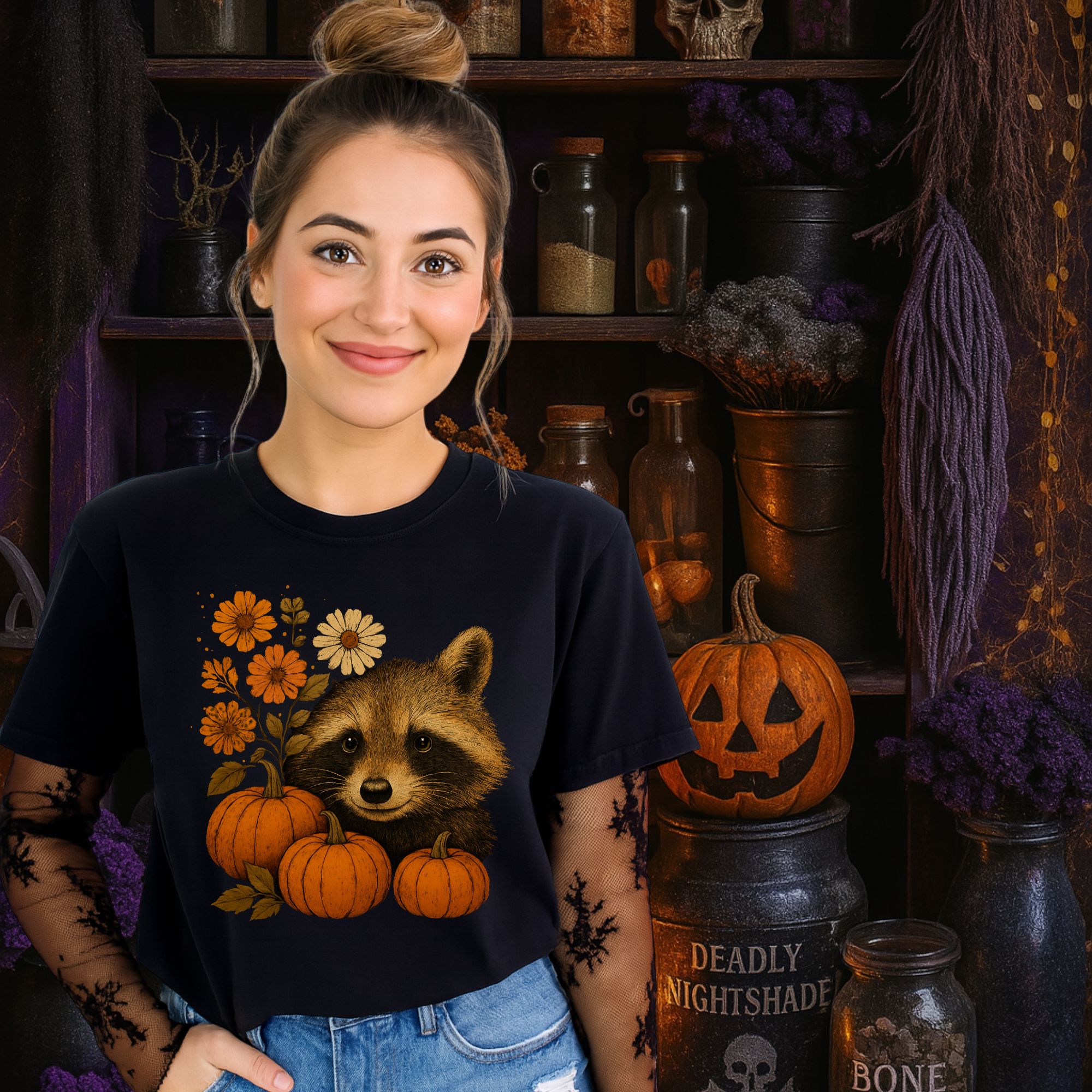 Autumn Raccoon Pumpkin T-shirt product thumbnail image