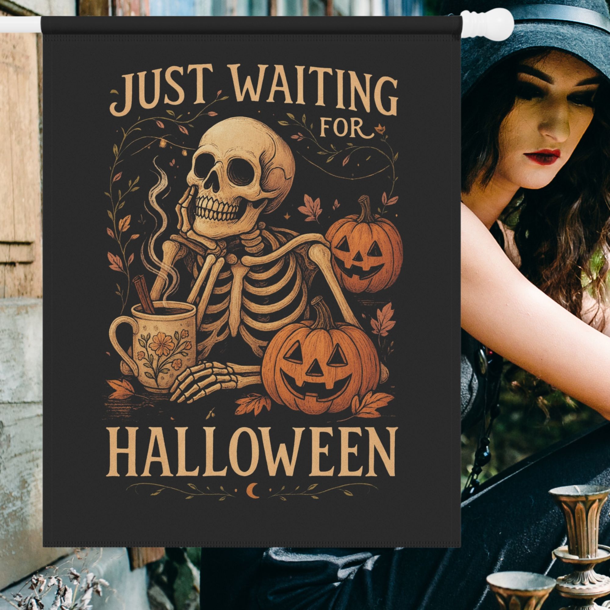Waiting for Halloween House Flag product thumbnail image Waiting for Halloween House Flag product thumbnail image