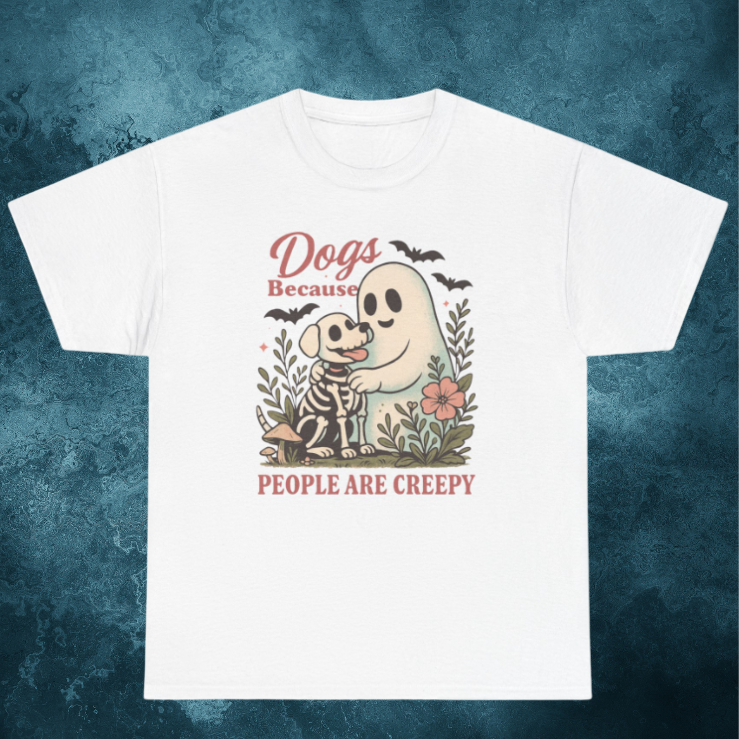 Dogs Because People Are Creepy Tee, Unisex Heavy Cotton Tee, Ideal for Halloween, Pet Lovers, Gift for Dog Owners, Casual Wear, Spooky Vibe product thumbnail image Dogs Because People Are Creepy Tee, Unisex Heavy Cotton Tee, Ideal for Halloween, Pet Lovers, Gift for Dog Owners, Casual Wear, Spooky Vibe product thumbnail image