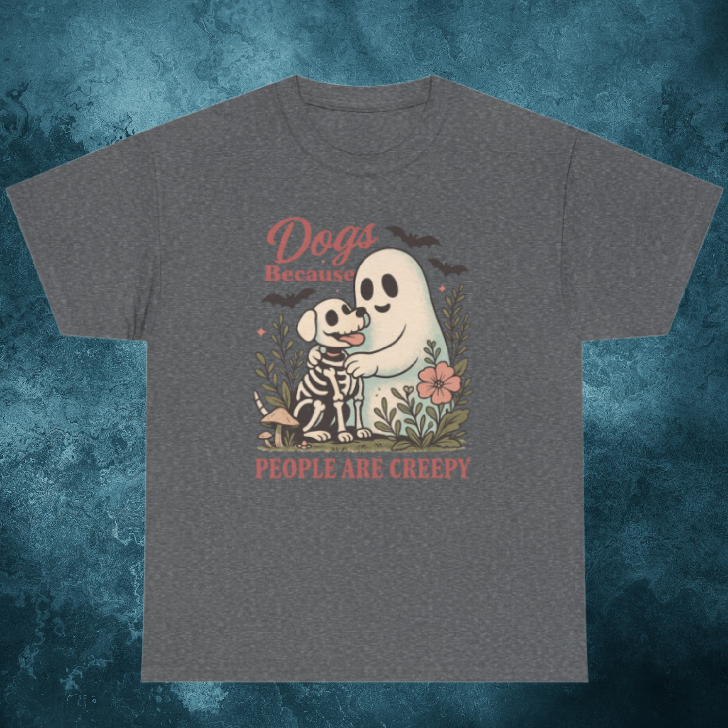 Dogs Because People Are Creepy Tee, Unisex Heavy Cotton Tee, Ideal for Halloween, Pet Lovers, Gift for Dog Owners, Casual Wear, Spooky Vibe product thumbnail image Dogs Because People Are Creepy Tee, Unisex Heavy Cotton Tee, Ideal for Halloween, Pet Lovers, Gift for Dog Owners, Casual Wear, Spooky Vibe product thumbnail image