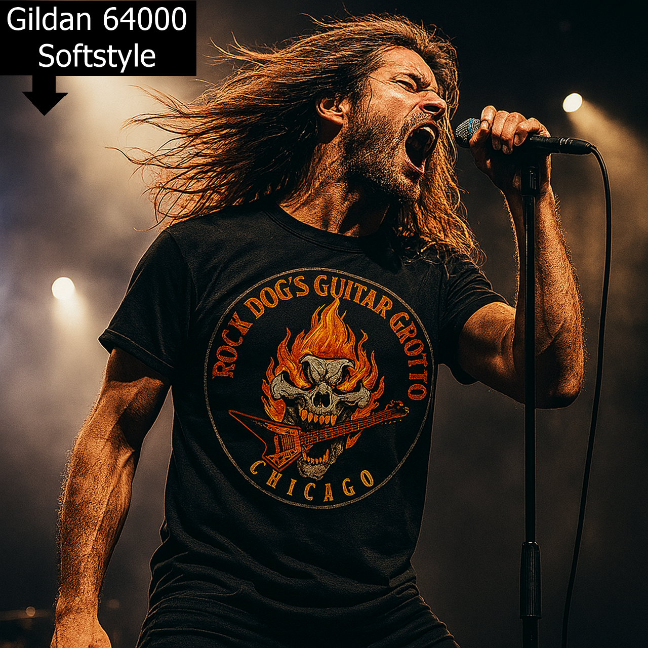 Guitar T-Shirt, Heavy Metal Band Tee, Flaming Skull, Rock Music Gift Men, Guitar Player Concert Apparel, Rock Merchandise, Chicago, Flying V product thumbnail image Guitar T-Shirt, Heavy Metal Band Tee, Flaming Skull, Rock Music Gift Men, Guitar Player Concert Apparel, Rock Merchandise, Chicago, Flying V product thumbnail image