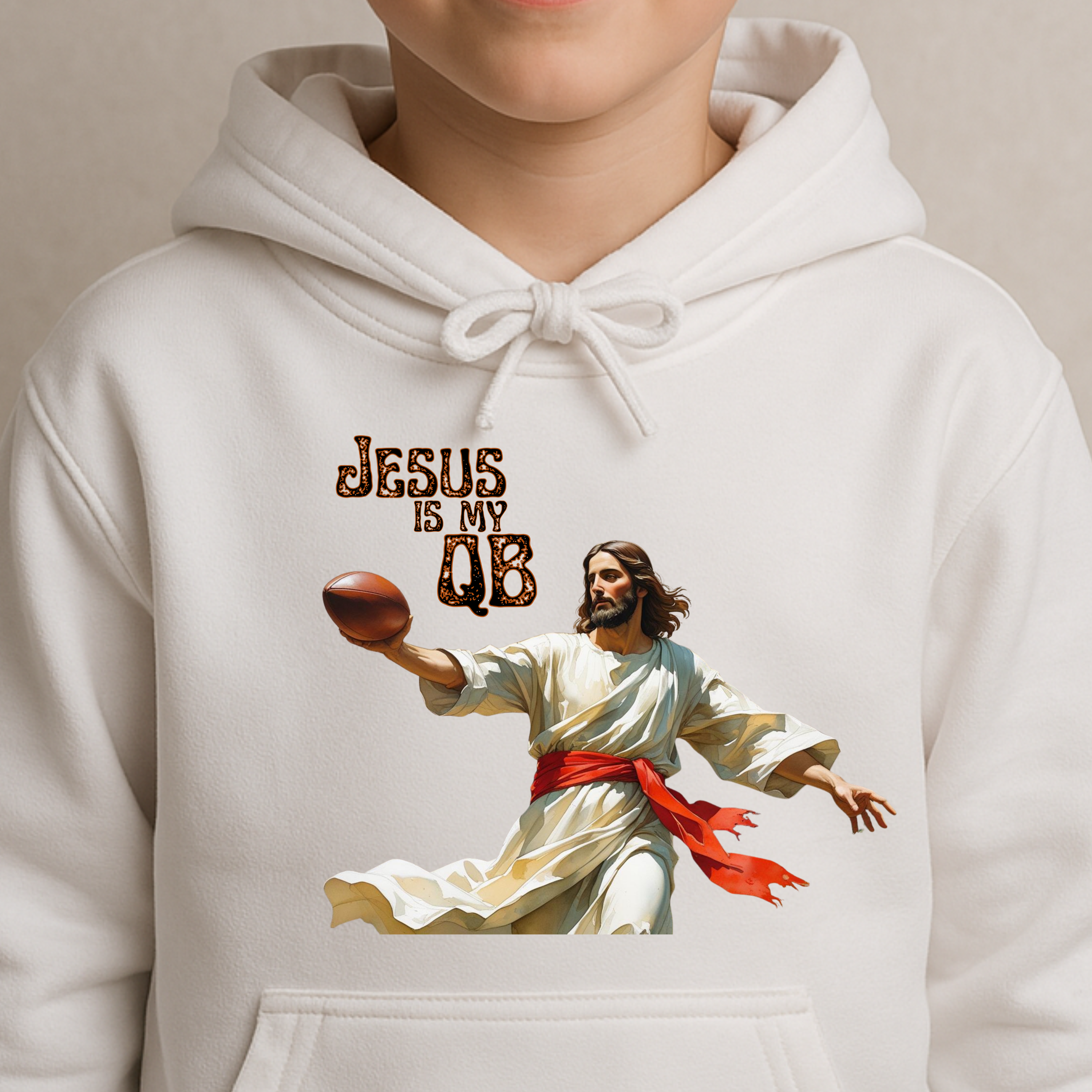Jesus is My QB Toddler Hoodie, Fleece Pullover, Kids Football Apparel, Gift for Little Fans, Sports Hoodie for Toddlers