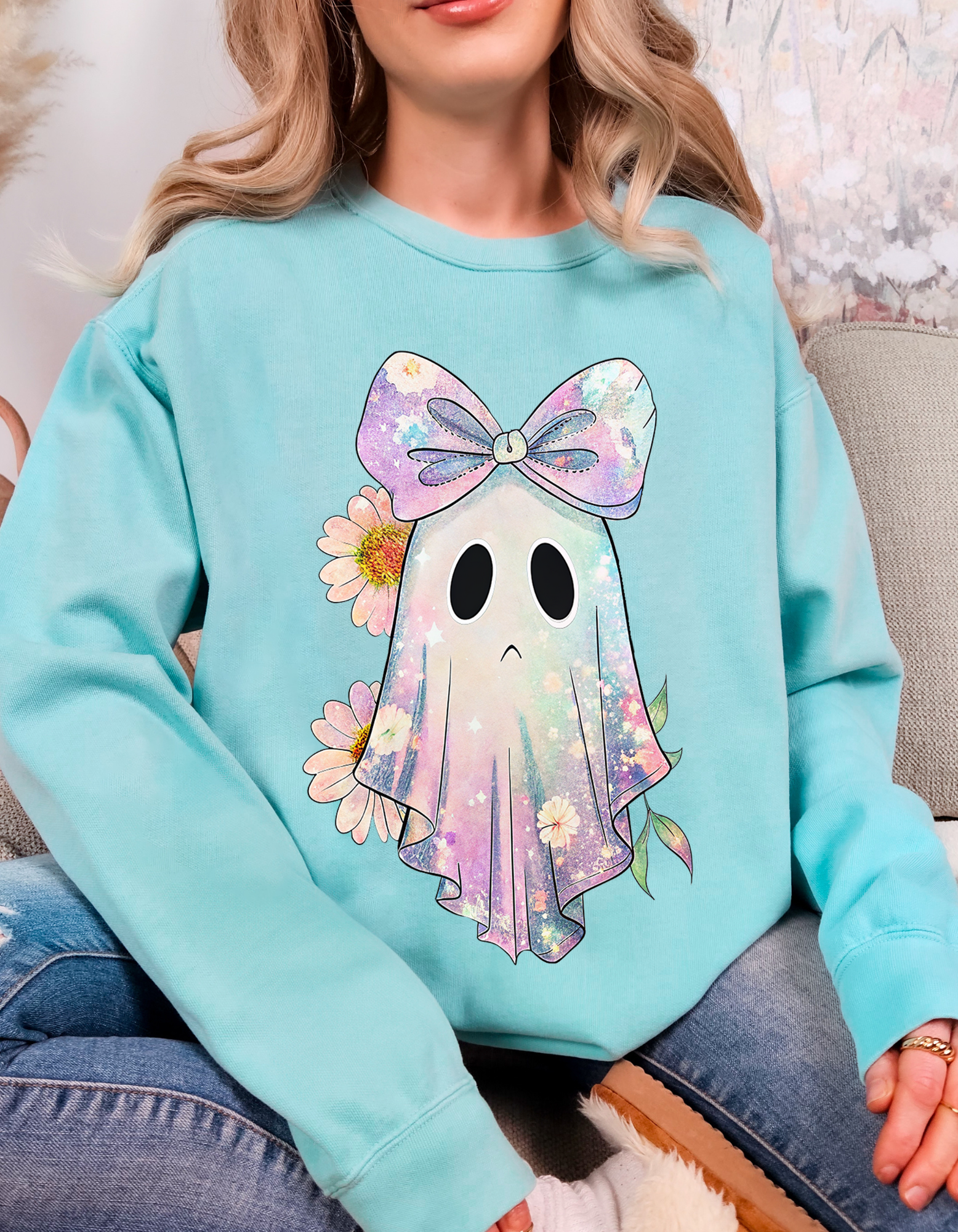 Comfort Colors Cute Ghost Sweatshirt, Pastel Sweatshirt, Unisex Halloween Sweater, Comfortable Fall Apparel, Gift for Ghost Lovers product thumbnail image Comfort Colors Cute Ghost Sweatshirt, Pastel Sweatshirt, Unisex Halloween Sweater, Comfortable Fall Apparel, Gift for Ghost Lovers product thumbnail image