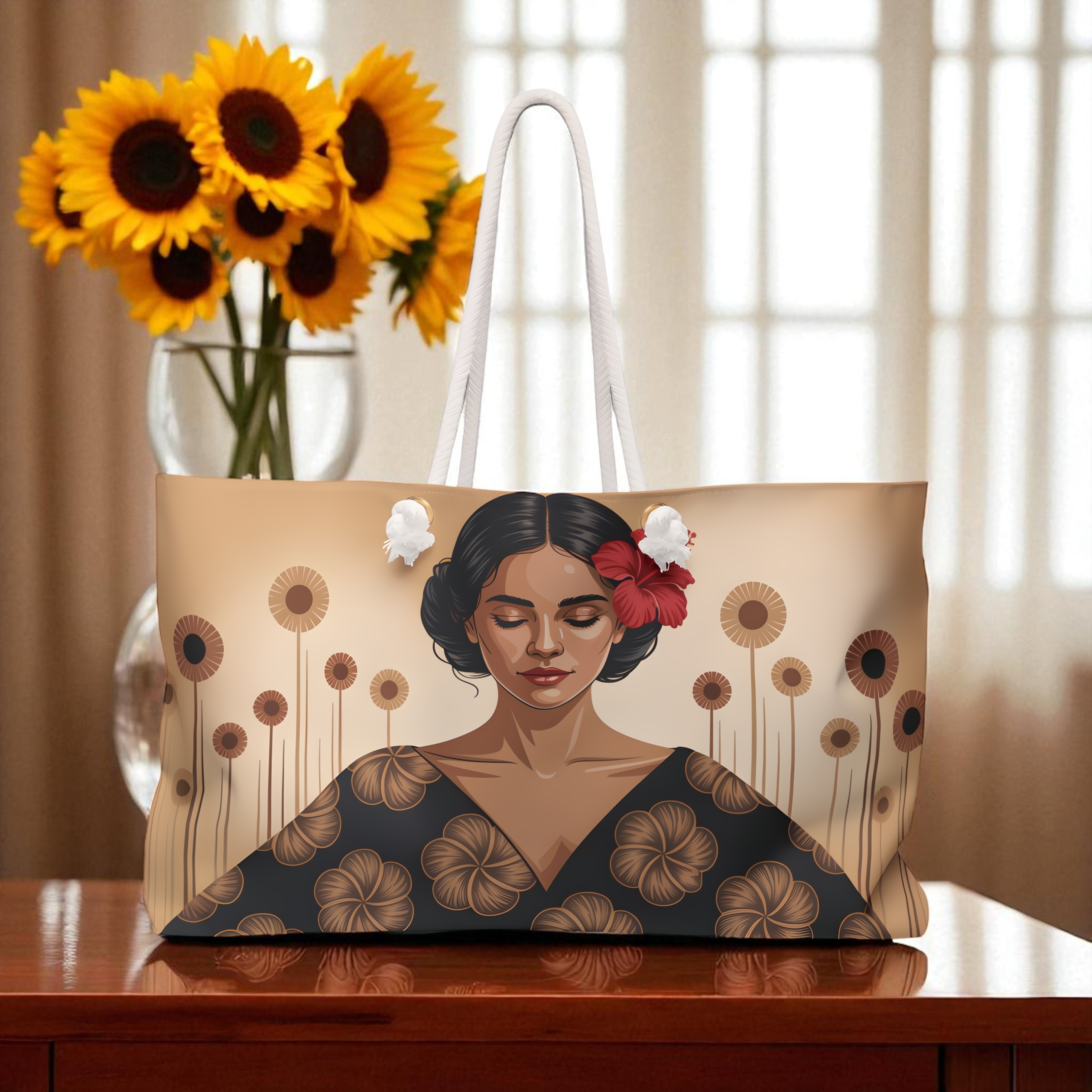 Chic Floral Weekender Bag, Travel Tote, Overnight Bag, Beach Bag, Women's Handbag, Stylish Getaway Carry-All