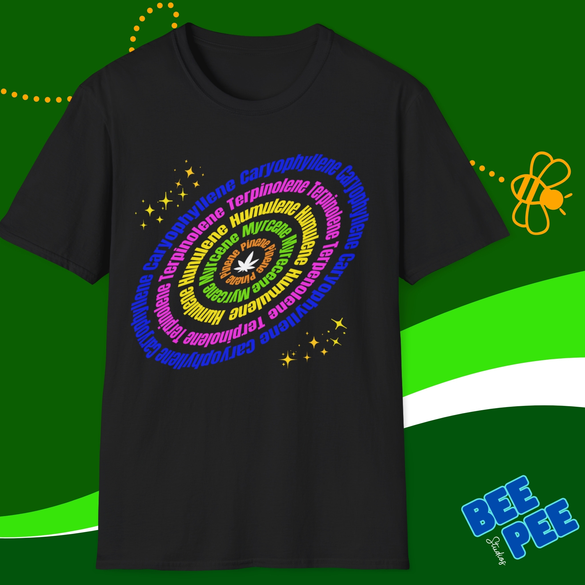 Marijuana Terpenes Unisex T-Shirt with text in circle original Design