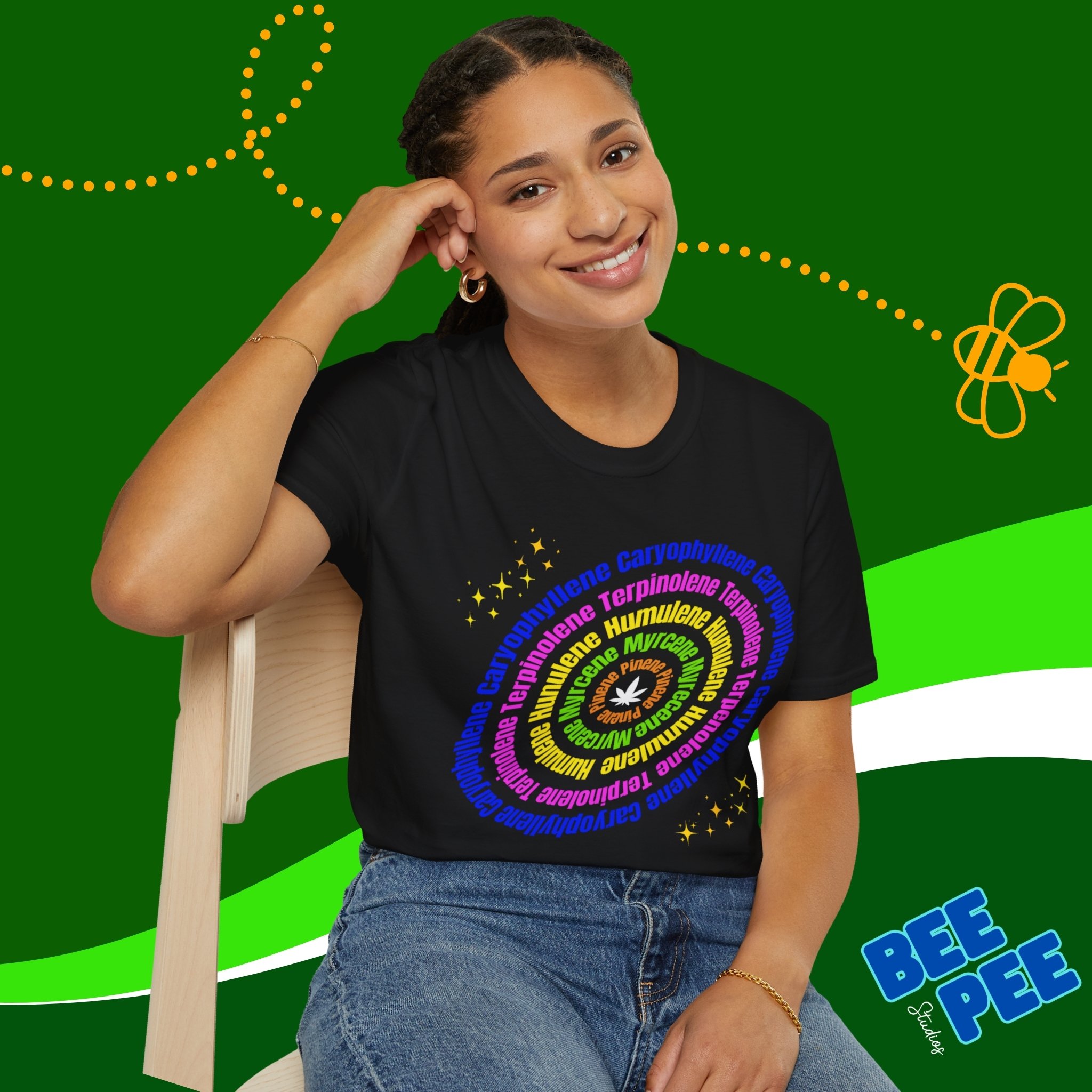 Marijuana Terpenes Unisex T-Shirt with text in circle original Design product thumbnail image Marijuana Terpenes Unisex T-Shirt with text in circle original Design product thumbnail image