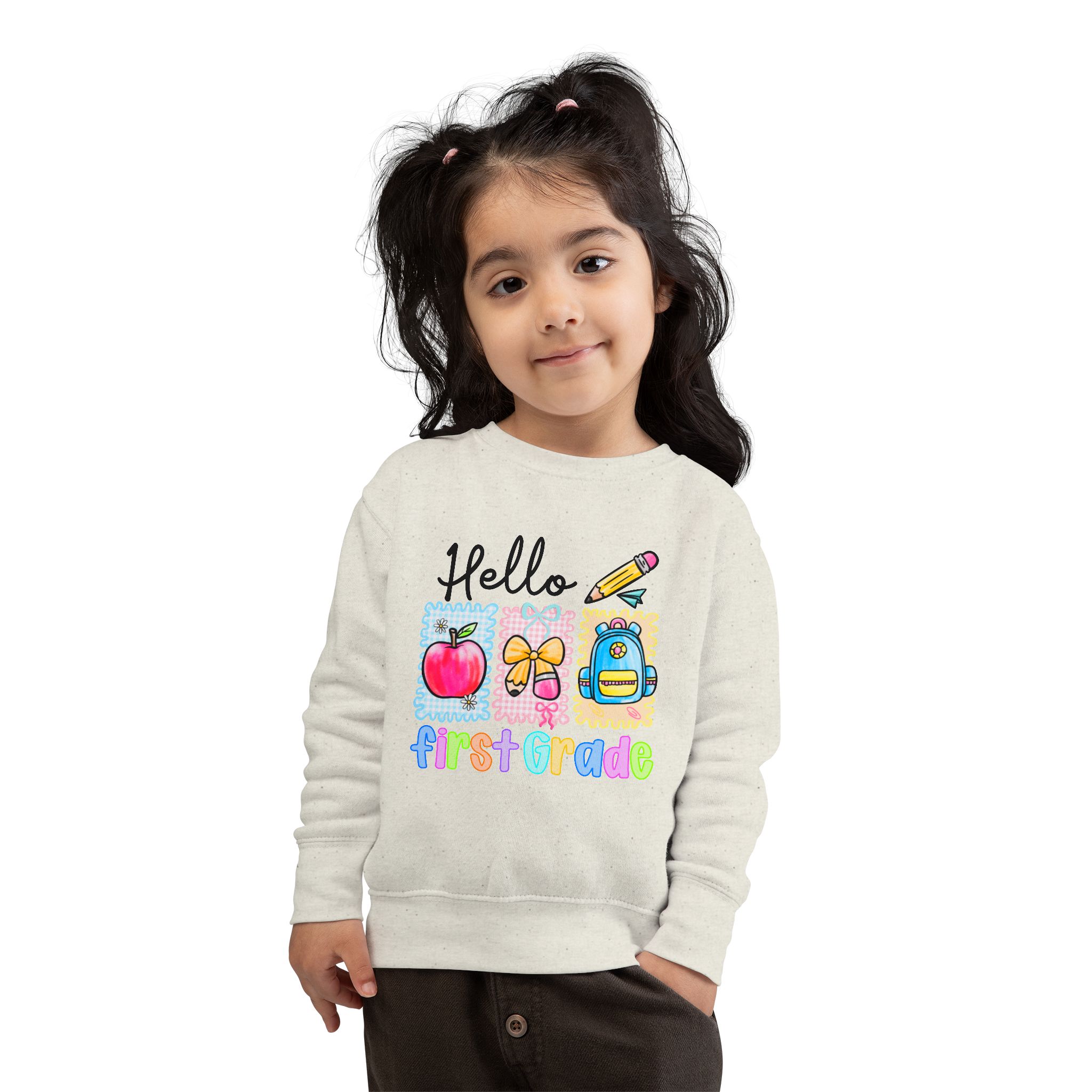 Hello Pre-K - First Grader Toddler Sweatshirt, Cute Back to School Apparel product thumbnail image Hello Pre-K - First Grader Toddler Sweatshirt, Cute Back to School Apparel product thumbnail image
