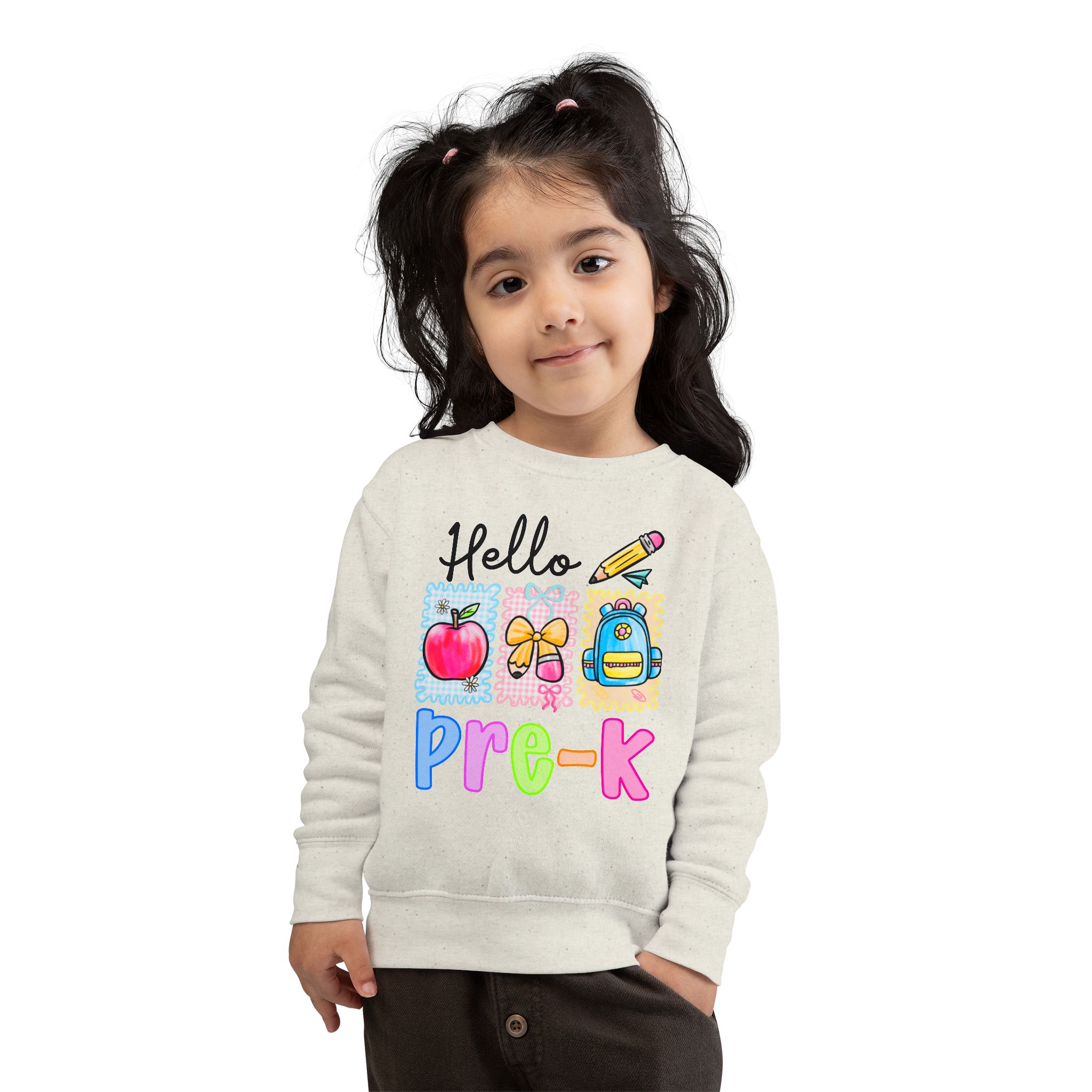 Hello Pre-K - First Grader Toddler Sweatshirt, Cute Back to School Apparel product thumbnail image