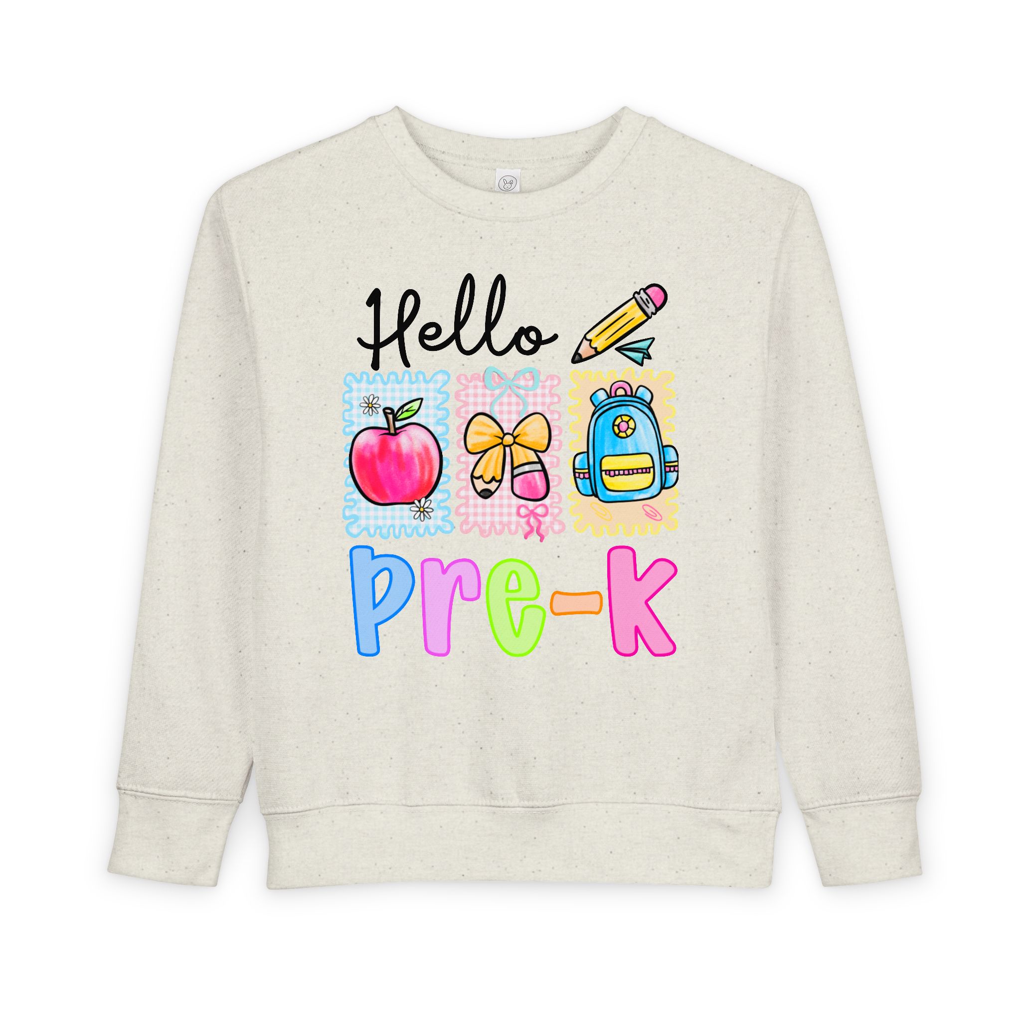 Hello Pre-K - First Grader Toddler Sweatshirt, Cute Back to School Apparel product thumbnail image