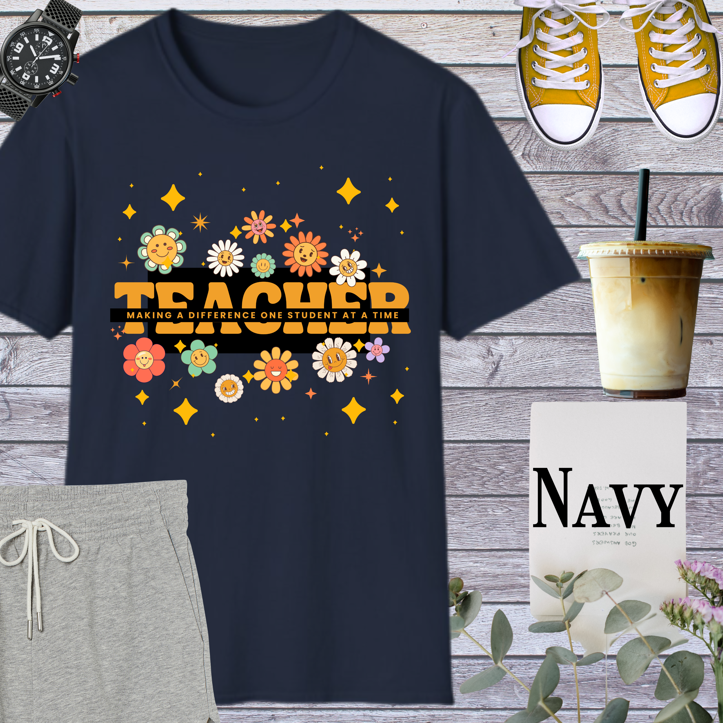 Teacher Flower Graphic T-Shirt, Gift for Educators, Teacher's Day Gift, Classroom Wear, Floral Design Tee product thumbnail image Teacher Flower Graphic T-Shirt, Gift for Educators, Teacher's Day Gift, Classroom Wear, Floral Design Tee product thumbnail image