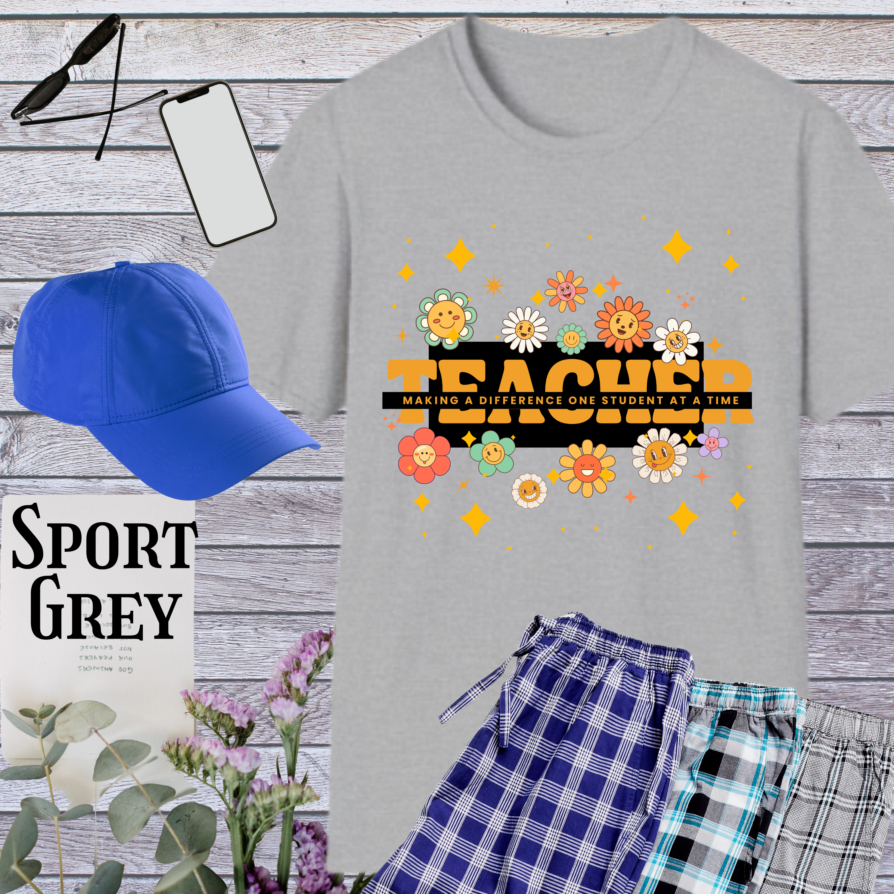 Teacher Flower Graphic T-Shirt, Gift for Educators, Teacher's Day Gift, Classroom Wear, Floral Design Tee product thumbnail image Teacher Flower Graphic T-Shirt, Gift for Educators, Teacher's Day Gift, Classroom Wear, Floral Design Tee product thumbnail image