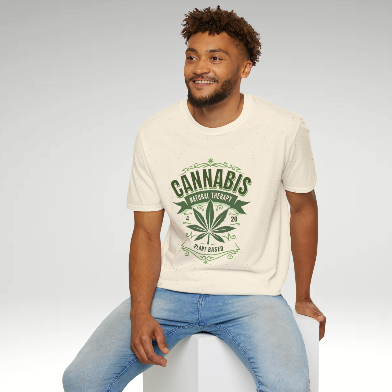 Cannabis Natural Therapy T-Shirt | Softstyle Tee for Plant Lovers, Herbal Enthusiasts, Eco-Friendly Gift, Unisex Apparel, 420 Celebration product thumbnail image