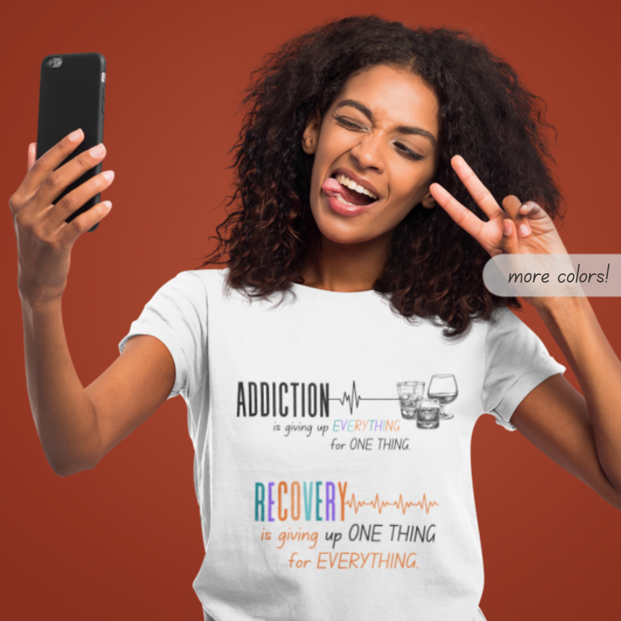 Addiction vs Recovery Unisex Tee – The One That Says It All product thumbnail image Addiction vs Recovery Unisex Tee – The One That Says It All product thumbnail image