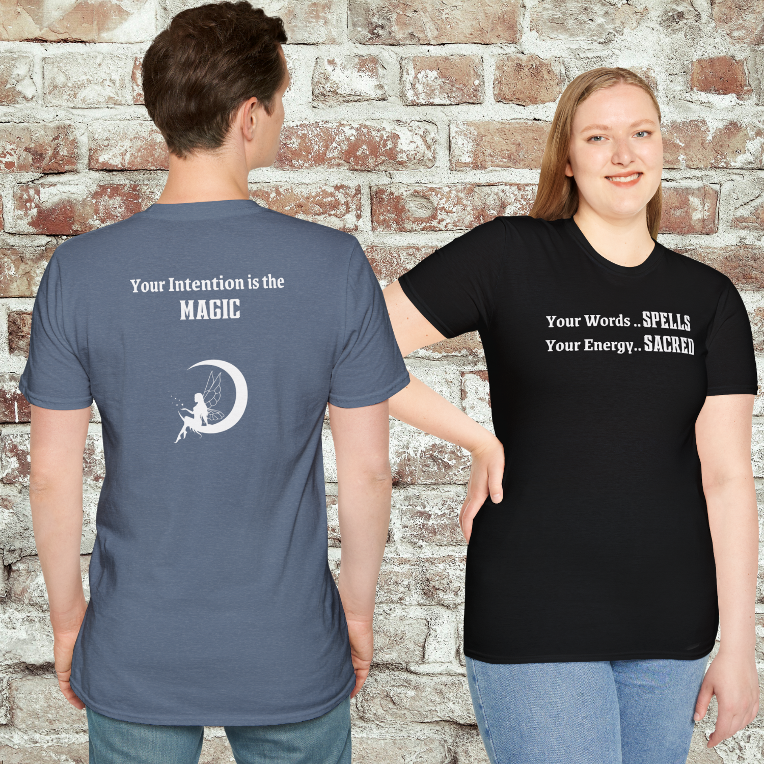 Sacred Energy T-Shirt, Spiritual Tee, Magical Quote Top, Unisex Cotton Graphic Shirt, Motivational Apparel, Words .. SPELLS .. Energy .. Sacred, Intention .. MAGIC product thumbnail image