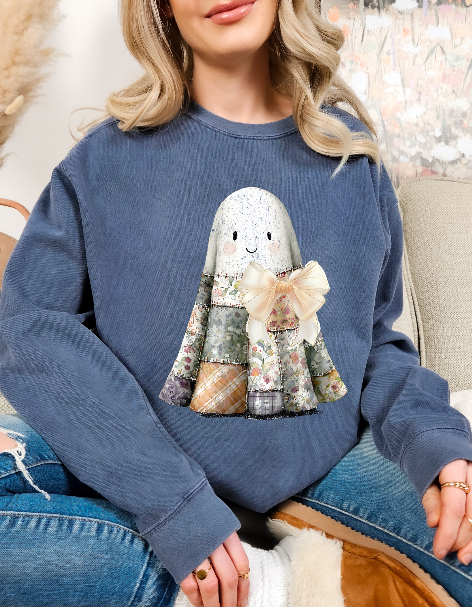 Comfort Colors Cute Ghost Lightweight Crewneck Sweatshirt, Unisex Fall Apparel, Halloween Fashion, Cozy Sweatshirt, Ghost Lover Gift product thumbnail image