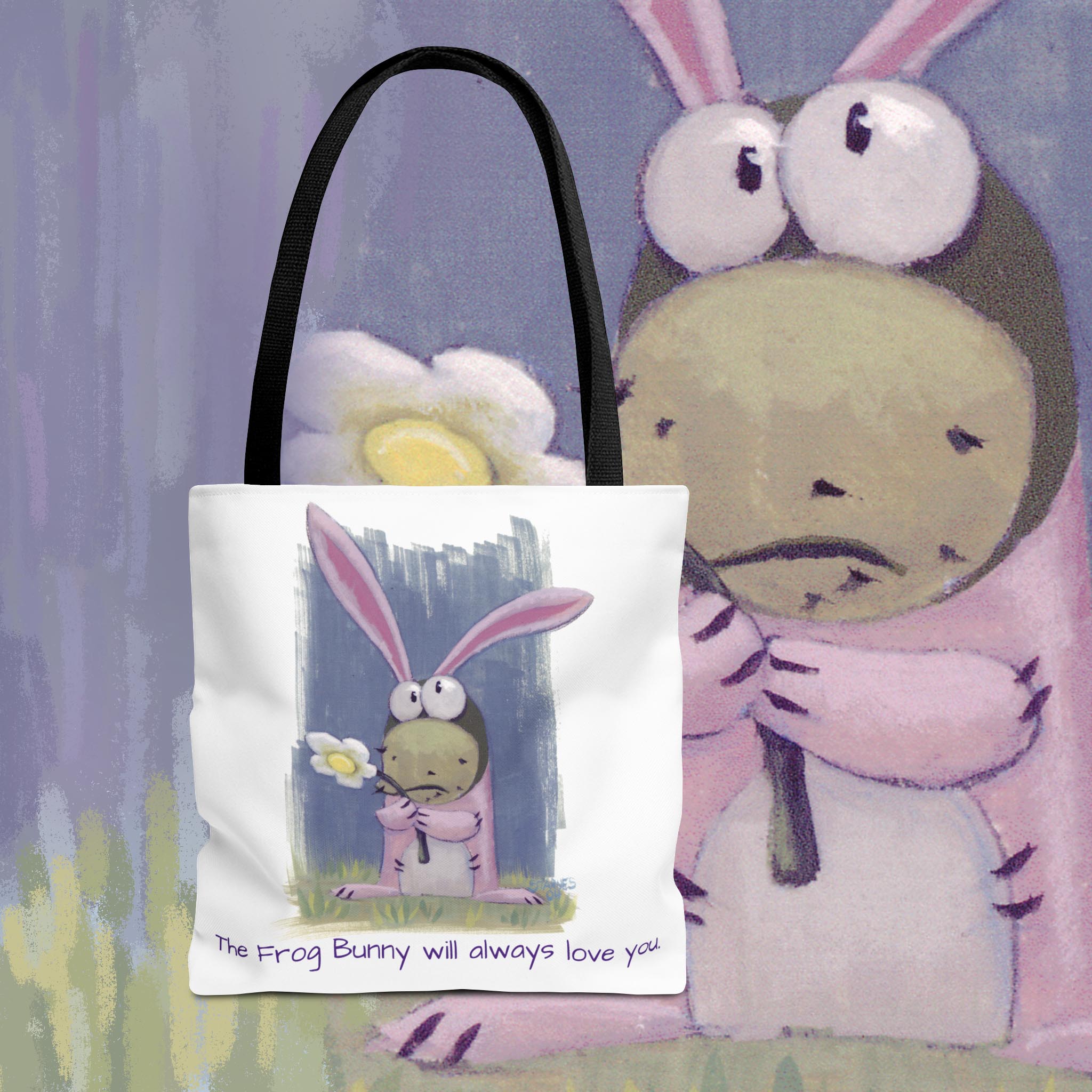 Adorable Frog Bunny Tote Bag - "The Frog Bunny Will Always Love You" product thumbnail image Adorable Frog Bunny Tote Bag - "The Frog Bunny Will Always Love You" product thumbnail image