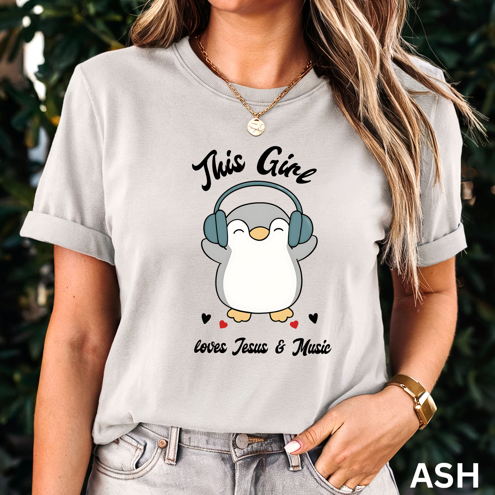 This Girl Loves Jesus and Music Shirt – Cute Penguin with Headphones Christian T-Shirt for Women and Girls product thumbnail image This Girl Loves Jesus and Music Shirt – Cute Penguin with Headphones Christian T-Shirt for Women and Girls product thumbnail image