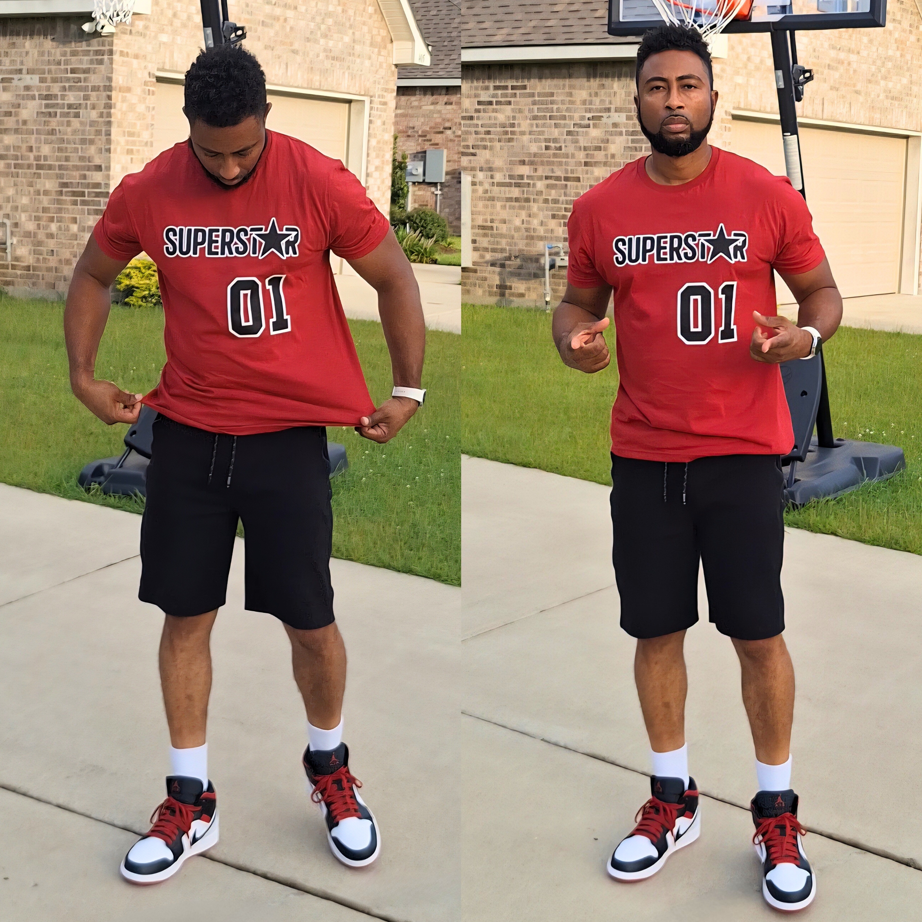 Unisex Softstyle Superstar T-Shirt in White/Black/Red (Shown in Cardinal Red)