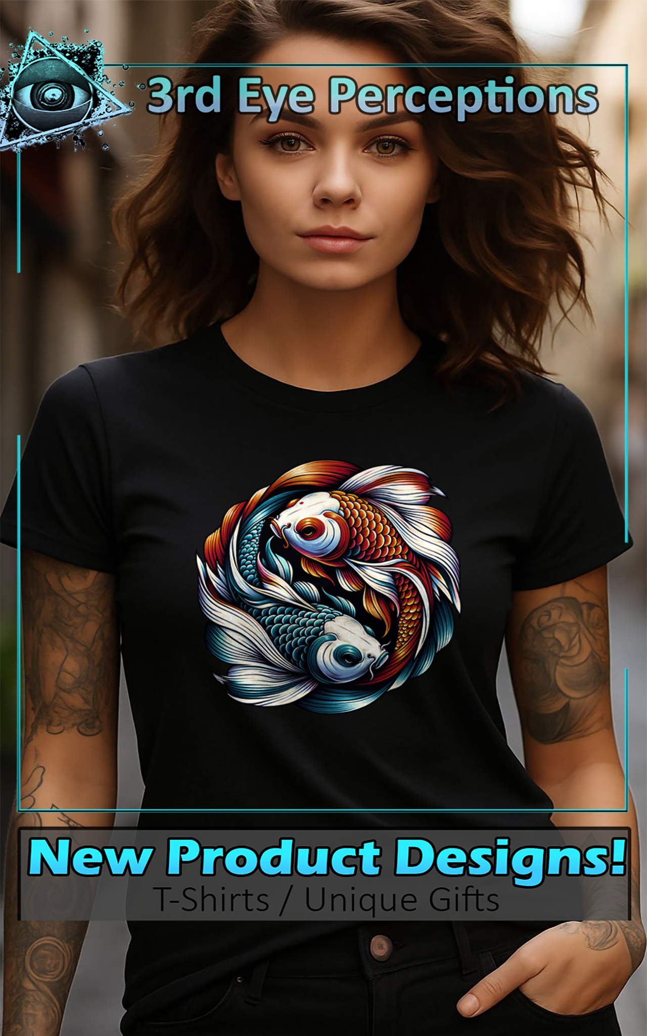Koi Fish Unisex Tee - Japanese Oriental Graphic Design product thumbnail image