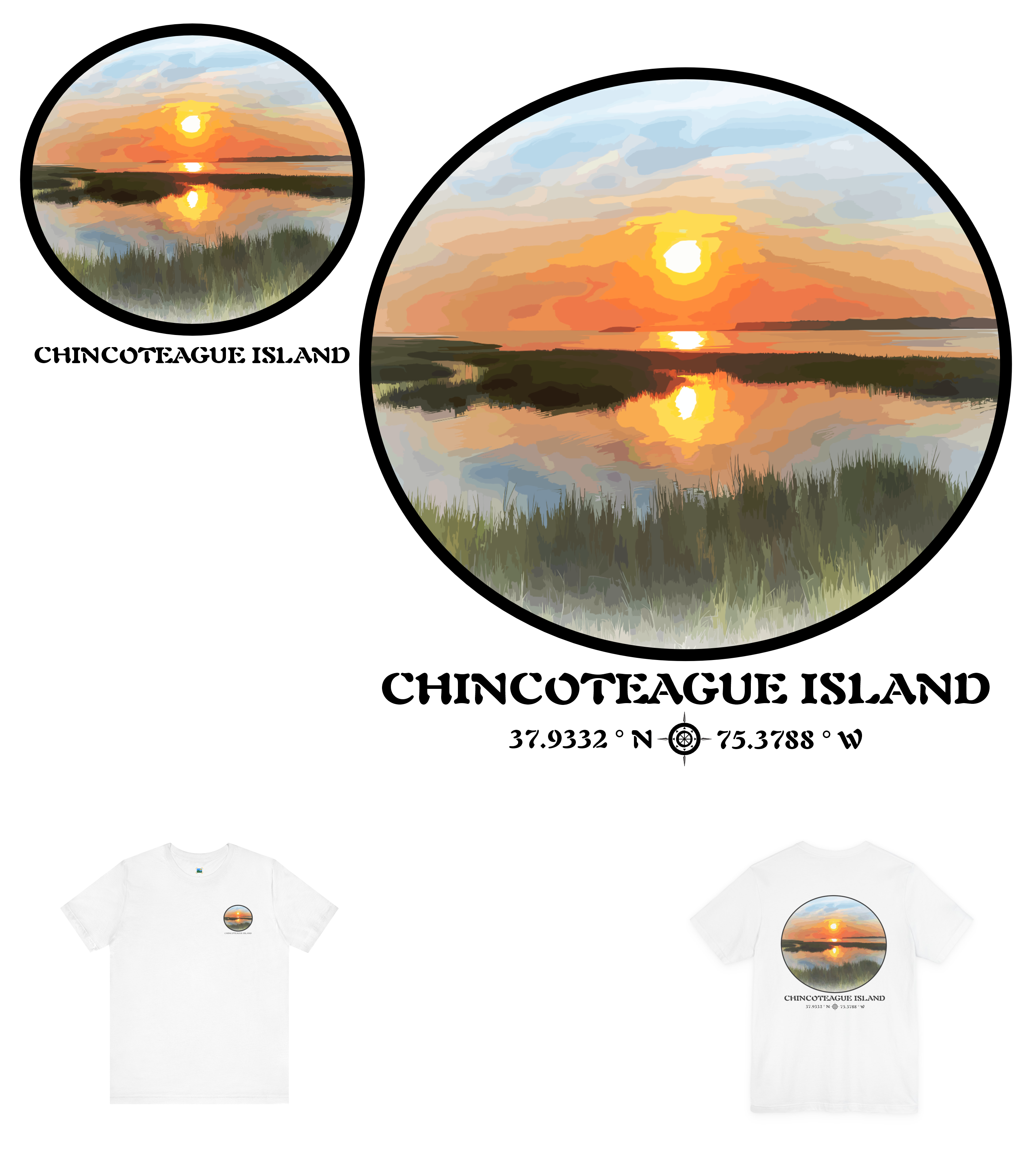 Short Sleeve T-Shirt, Bella+Canvas 3001, Chincoteague Island, Photographic Art