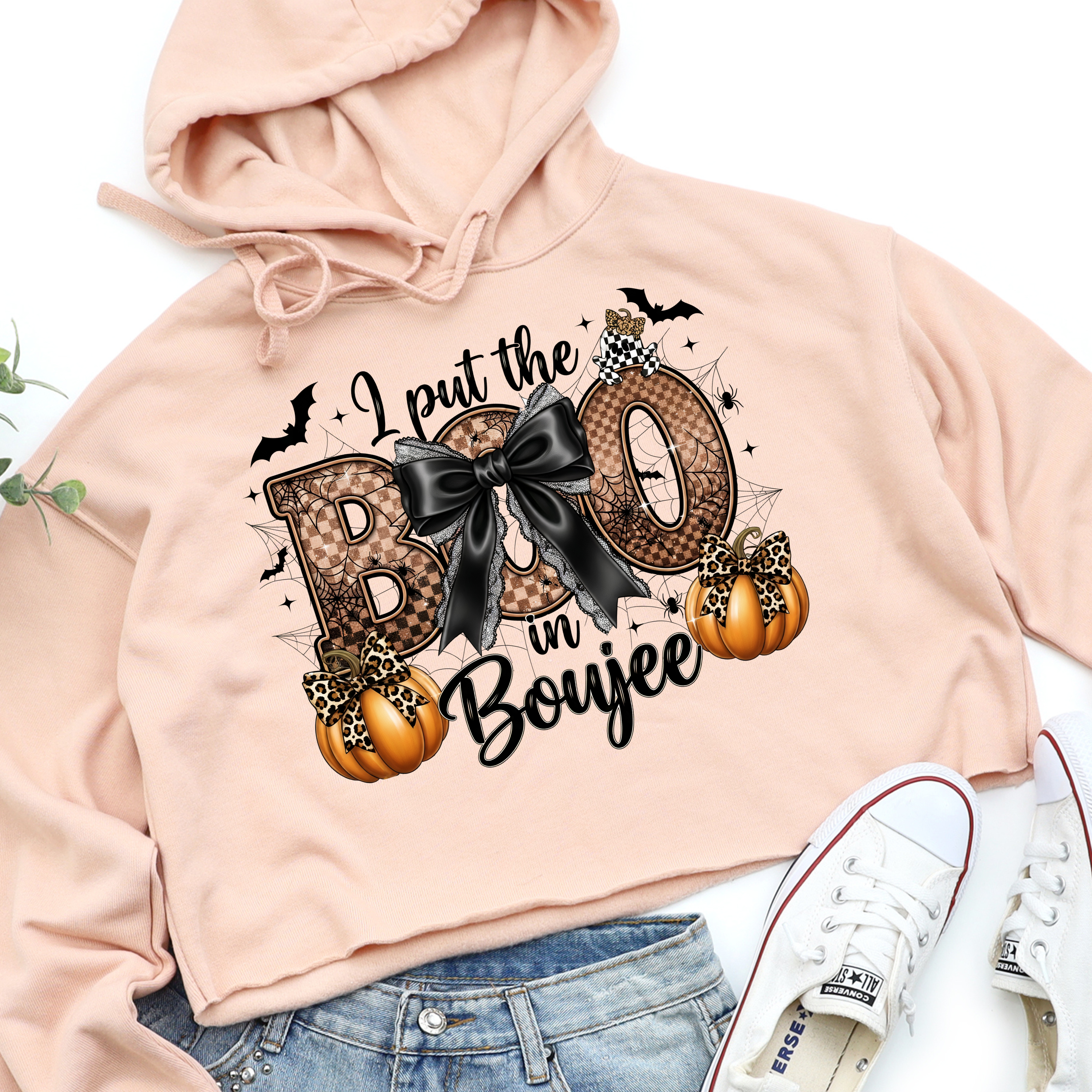 Chic Halloween Crop Hoodie, Spooky Apparel, Halloween Costume, Cozy Sweatshirt, Fall Fashion, Trick or Treat, Cute Ghost Design