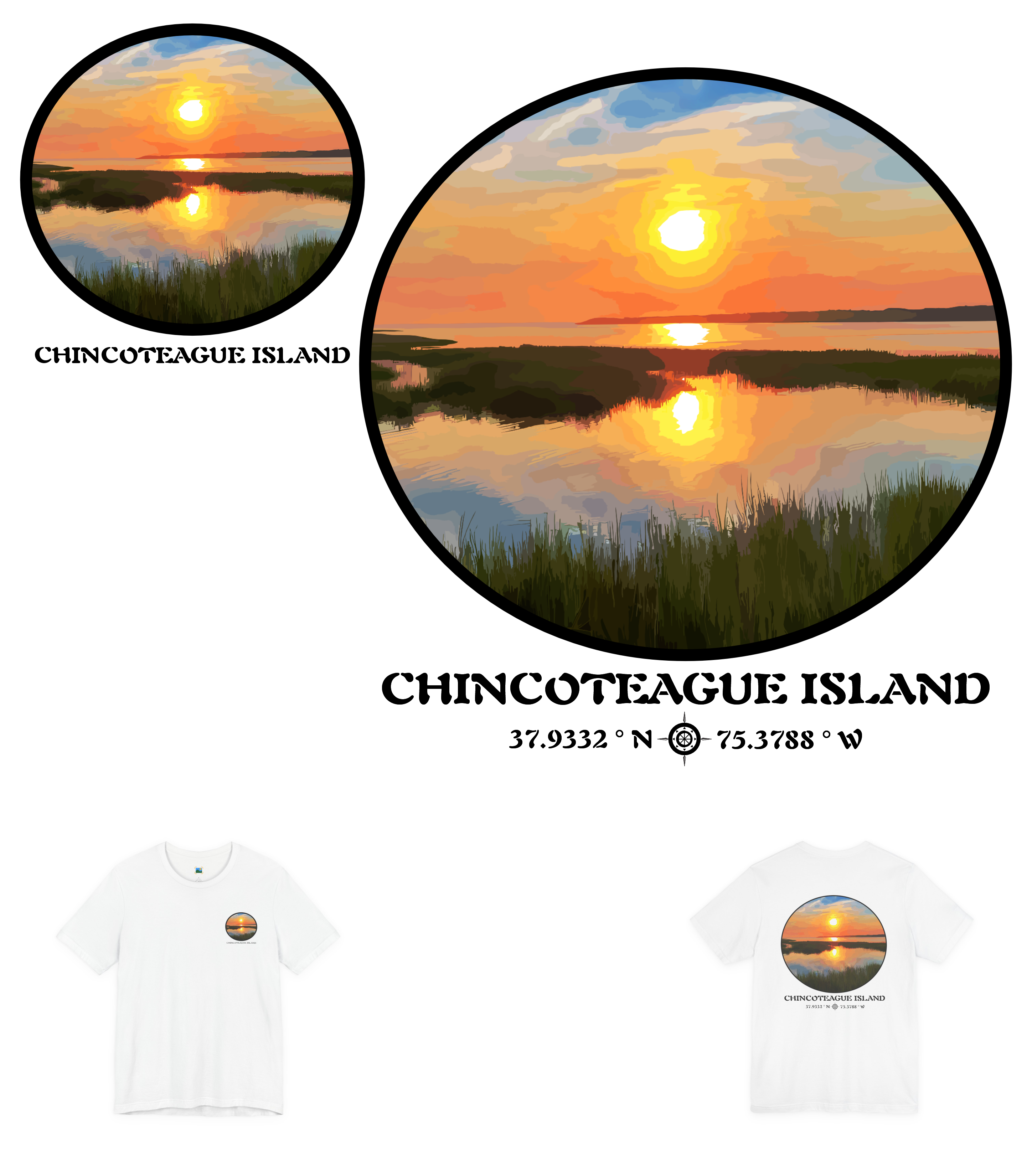 Short Sleeve T-Shirt, Bella+Canvas 3001, Chincoteague Island, Photographic Art Short Sleeve T-Shirt, Bella+Canvas 3001, Chincoteague Island, Photographic Art