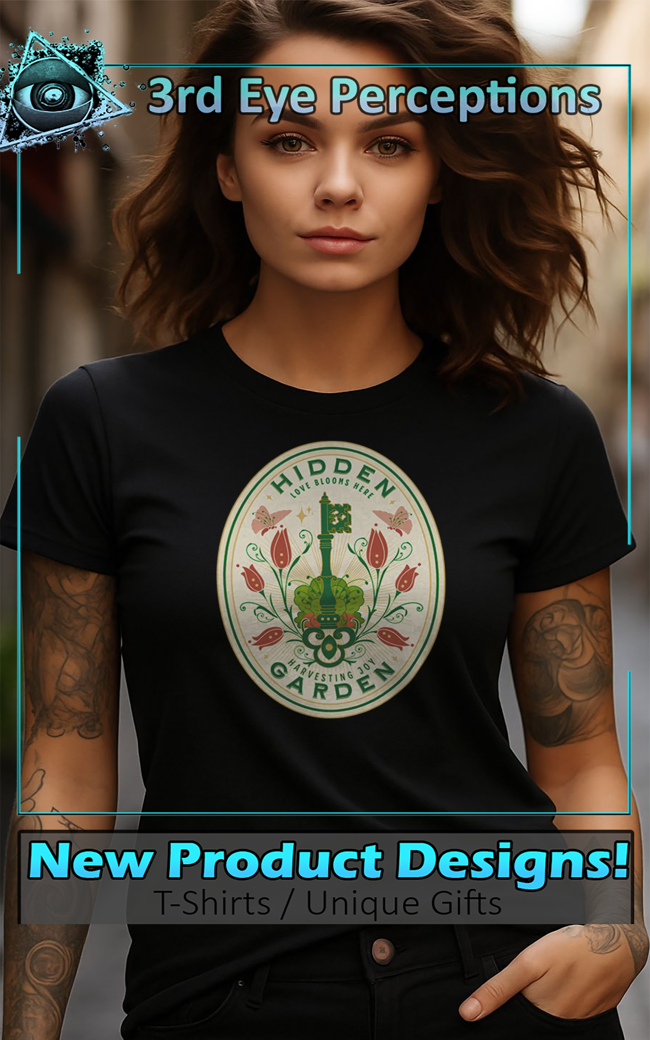 Vintage Hidden Garden Flower Vegtable Design Unisex Tee  product thumbnail image