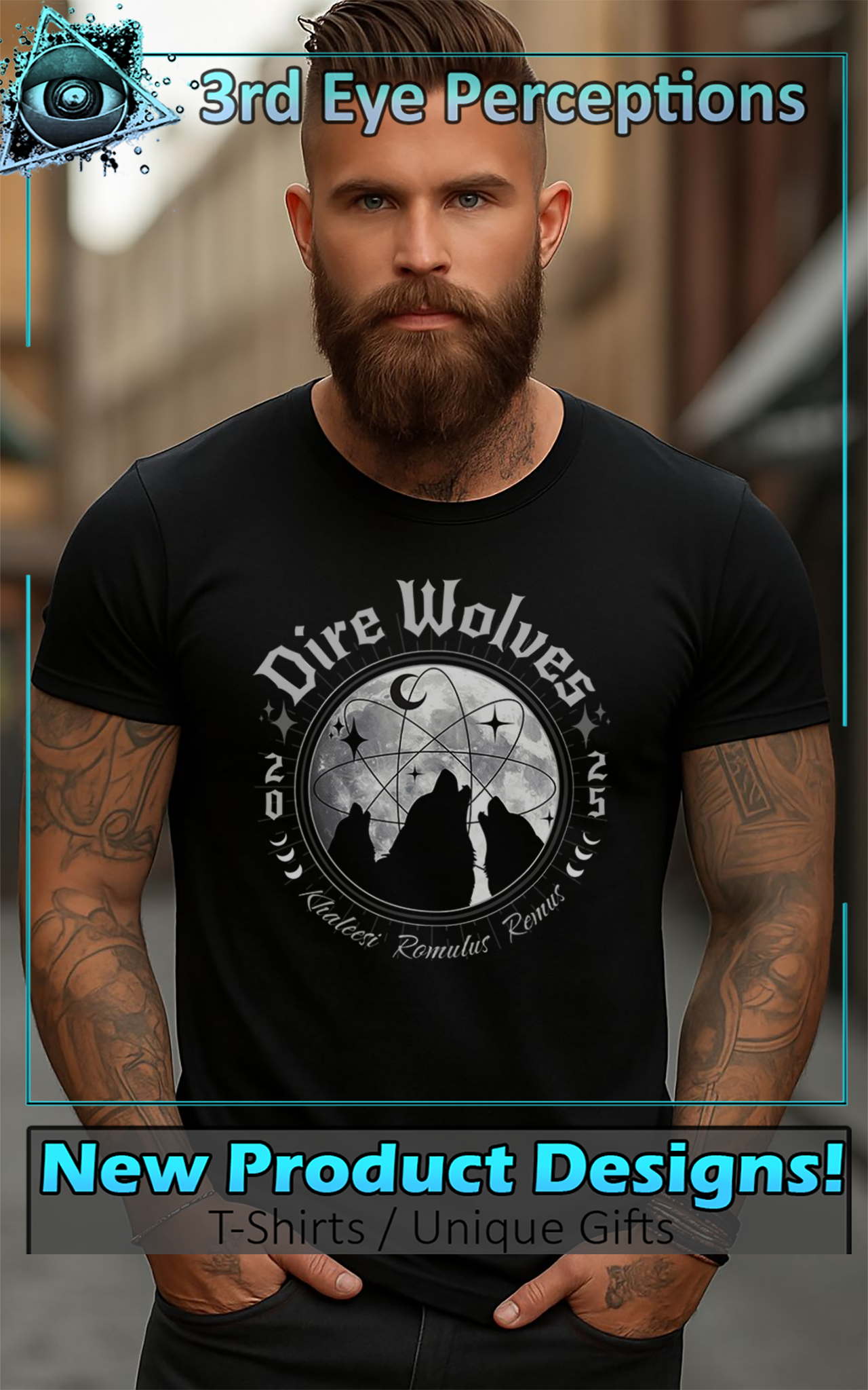Vintage Dire Wolves Howling Moon Unisex Tee