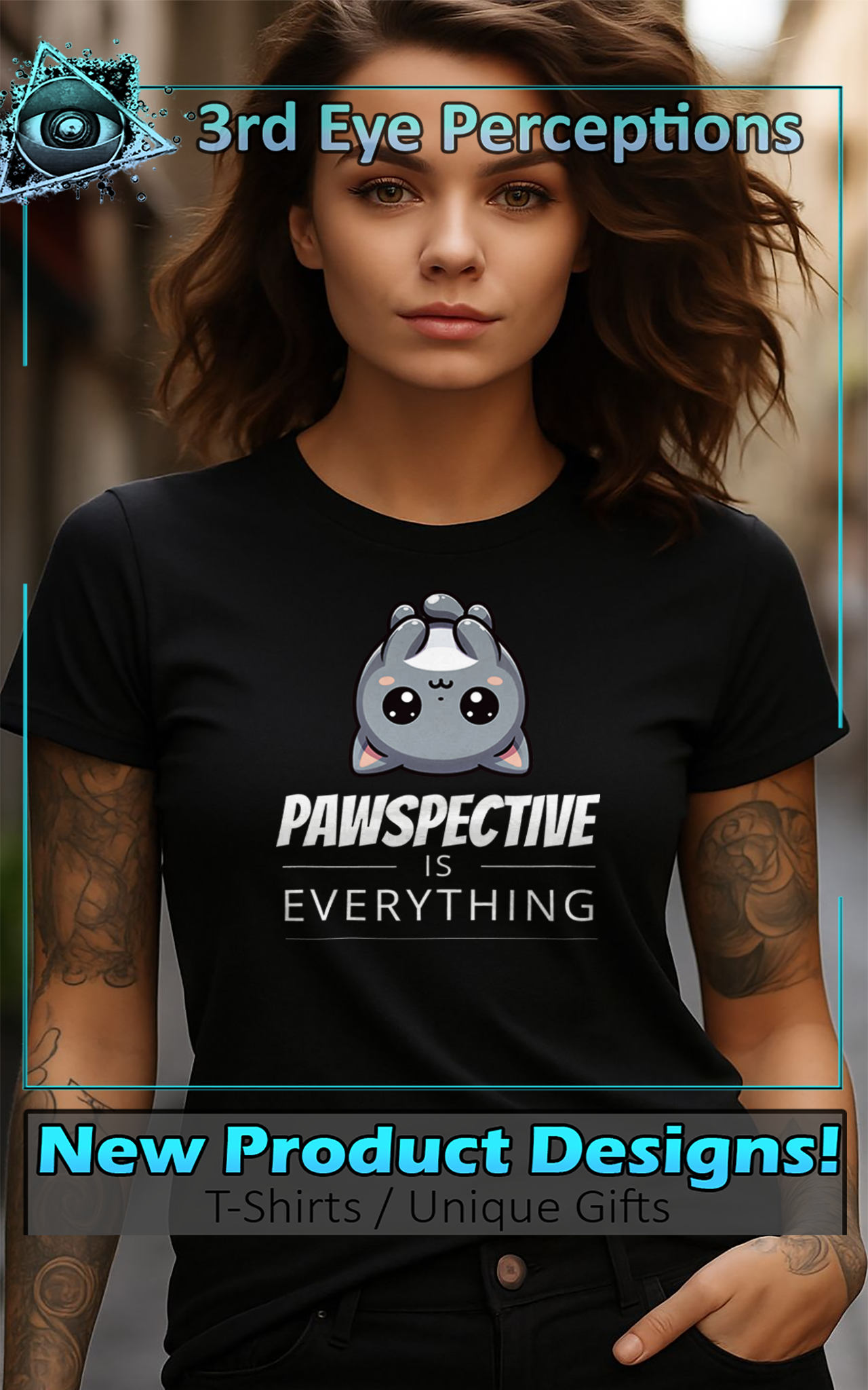 Funny Inspirational Pawspective Is Everything Upside Down Loaf Cat Unisex Tee product thumbnail image