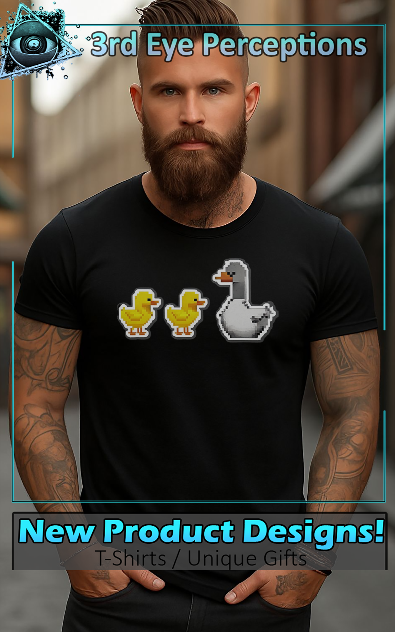 Funny Retro Vintage Pixel Art Duck Duck Goose Unisex Tee