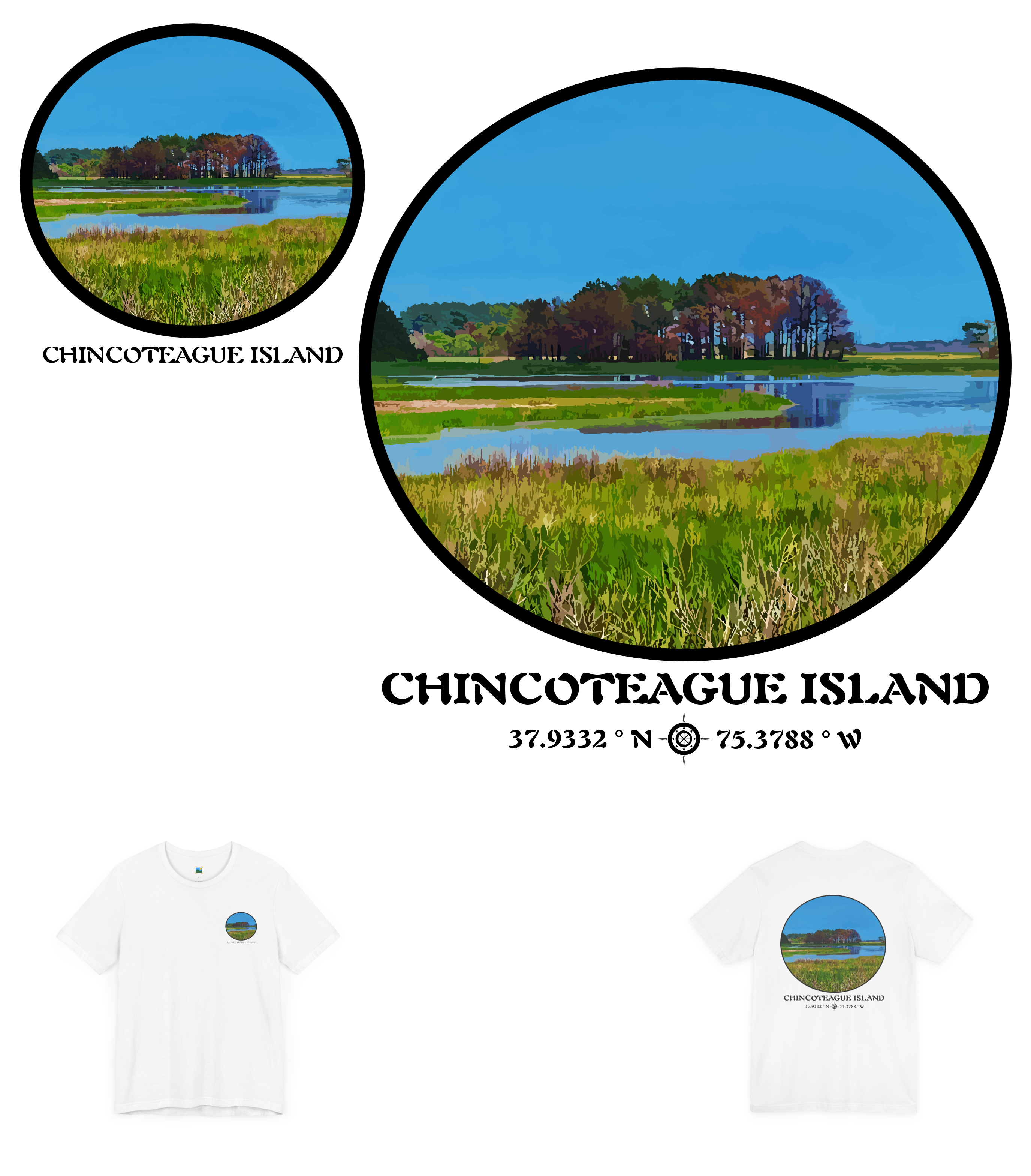 Short Sleeve T-Shirt, Bella+Canvas 3001, Chincoteague Island, Photographic Art Short Sleeve T-Shirt, Bella+Canvas 3001, Chincoteague Island, Photographic Art