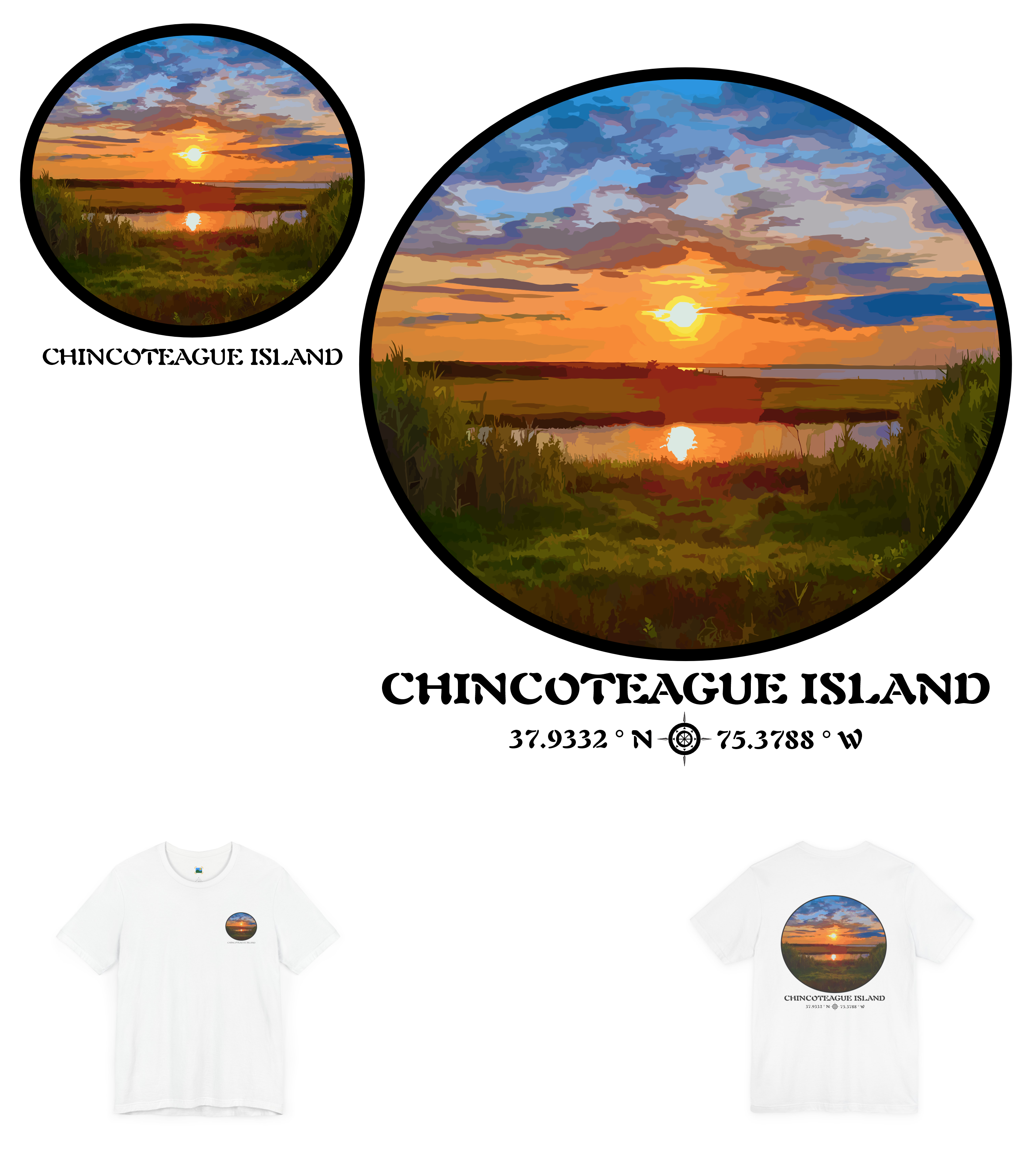 Short Sleeve T-Shirt, Bella+Canvas 3001, Chincoteague Island, Photographic Art Short Sleeve T-Shirt, Bella+Canvas 3001, Chincoteague Island, Photographic Art