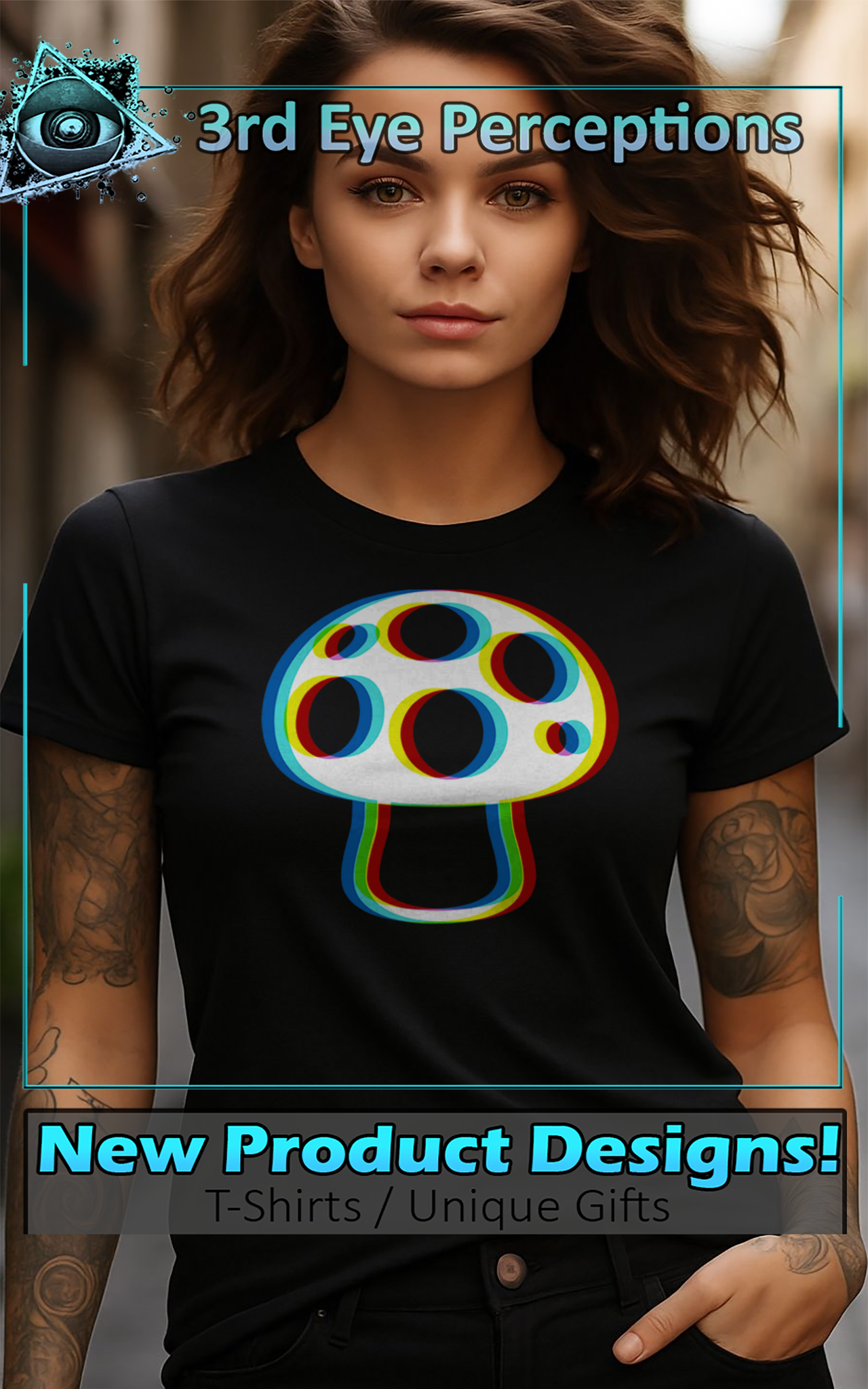 Retro Rave Glitch EDM Dance Optical Illusion Mushroom  product thumbnail image