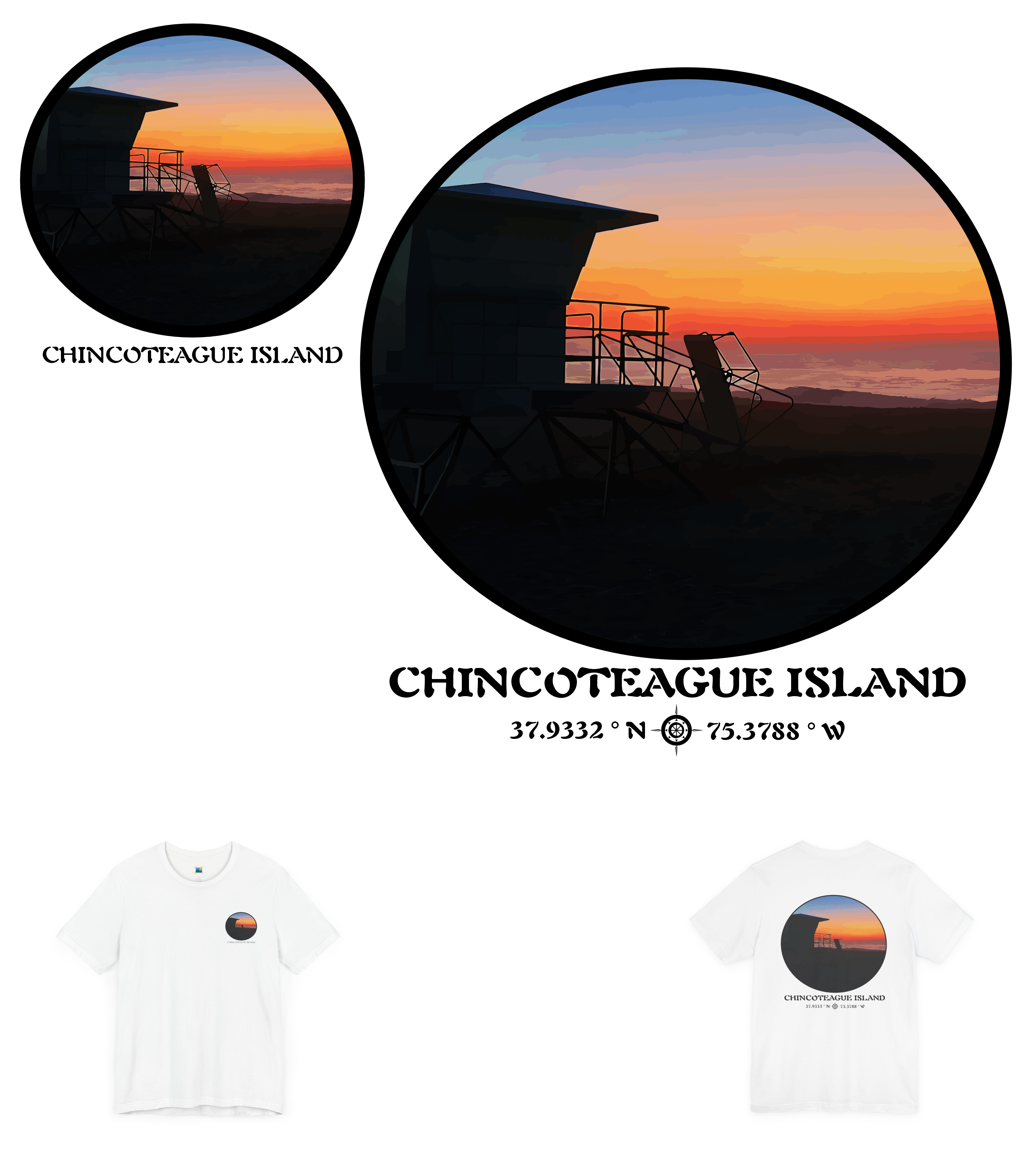 Short Sleeve T-Shirt, Bella+Canvas 3001, Chincoteague Island, Photographic Art