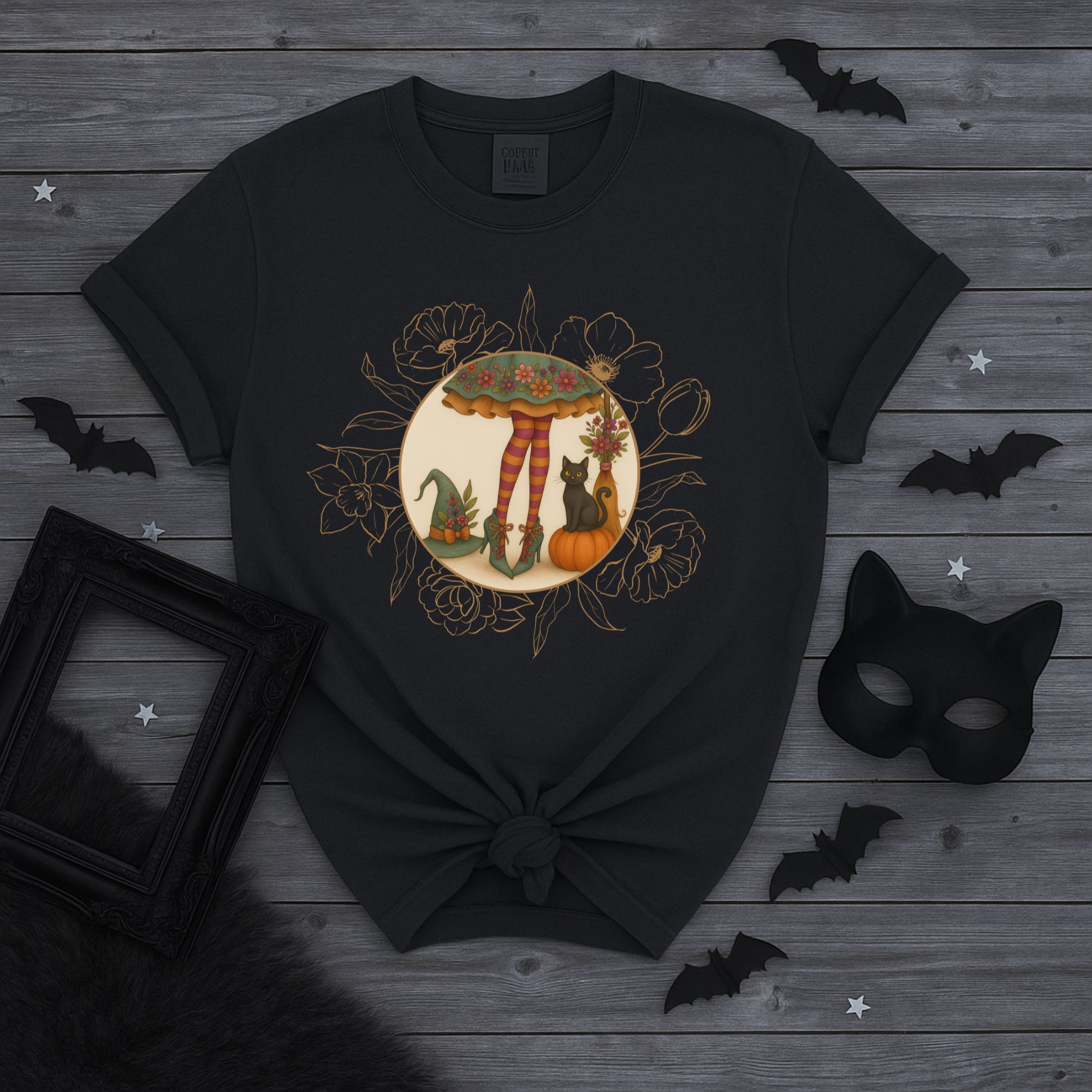 Floral Witch Halloween T-shirt product thumbnail image Floral Witch Halloween T-shirt product thumbnail image