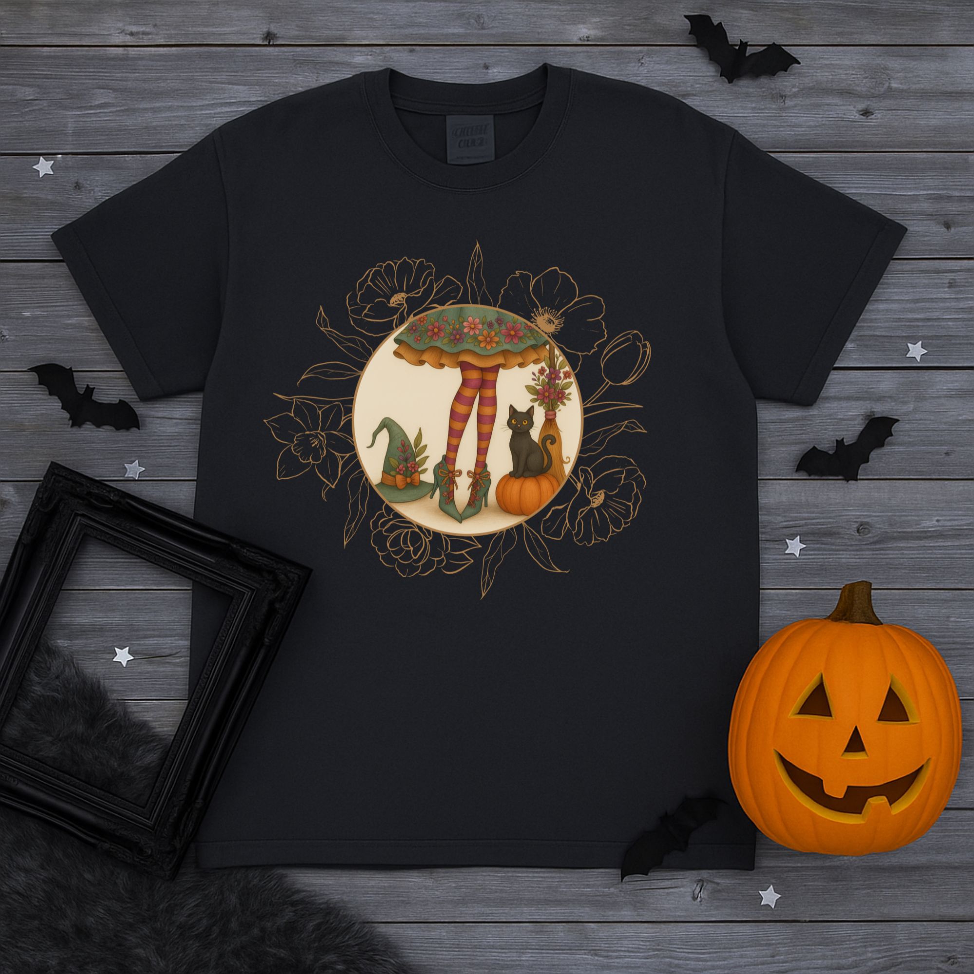 Floral Witch Halloween T-shirt product thumbnail image Floral Witch Halloween T-shirt product thumbnail image