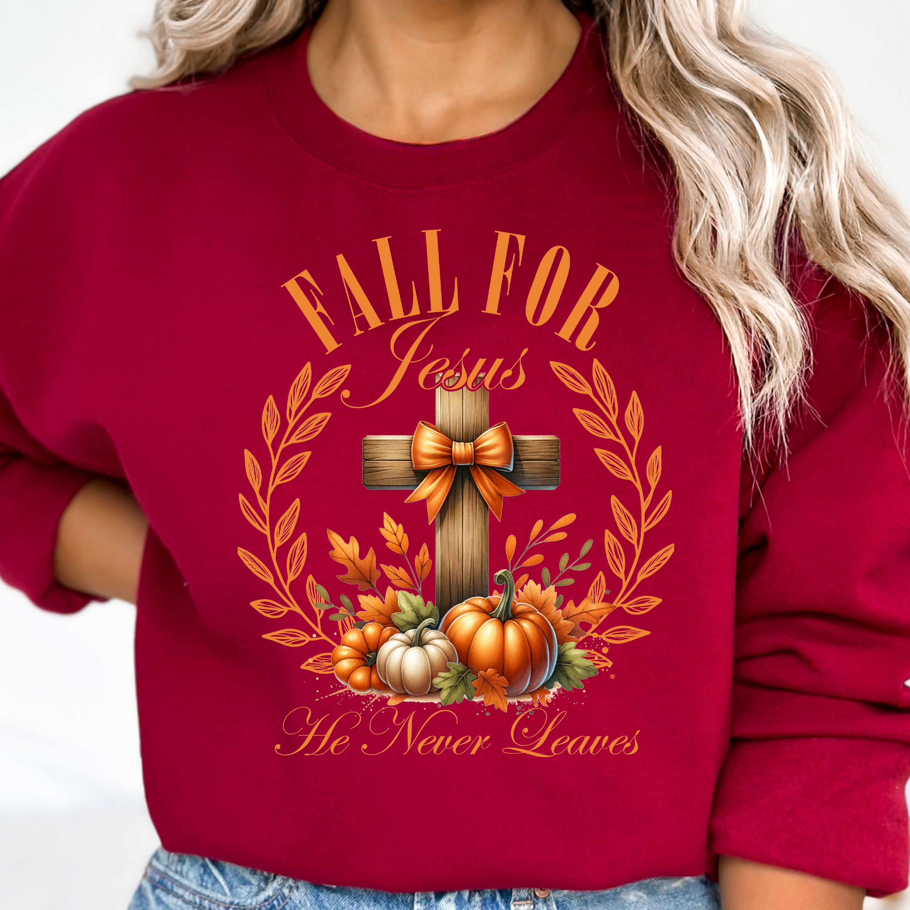 Fall for Jesus Crewneck Sweatshirt, Cozy Christian Gift, Autumn Apparel, Religious Sweatshirt, Faith-Based Fashion