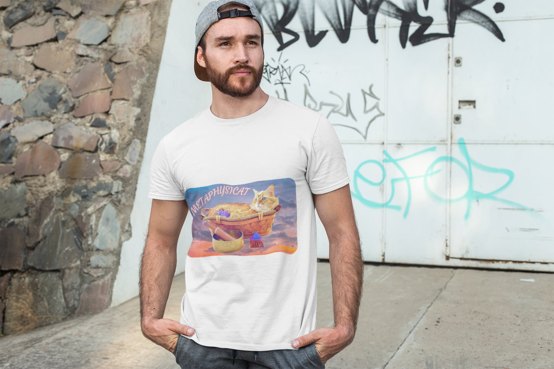 Softstyle T-Shirt - Metaphysical and Whimsical Design For Cat Lovers product thumbnail image