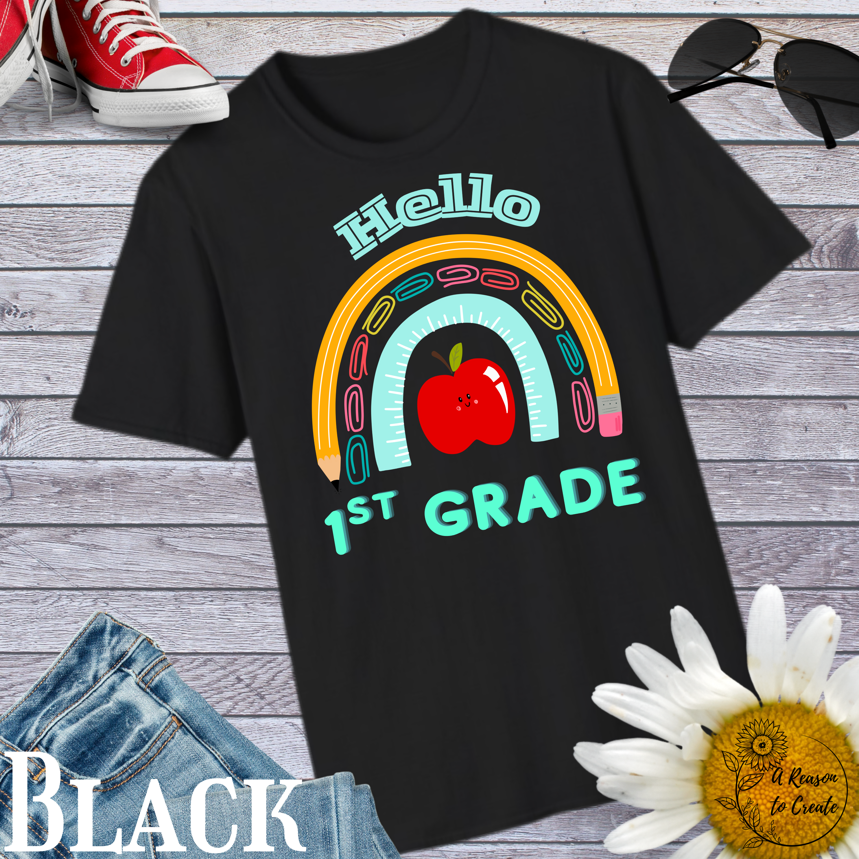 Hello 1st Grade Rainbow T-Shirt, Back to School Tee, Teacher Gift, Classroom Apparel, Kids Education Shirt, Unisex Softstyle Top product thumbnail image