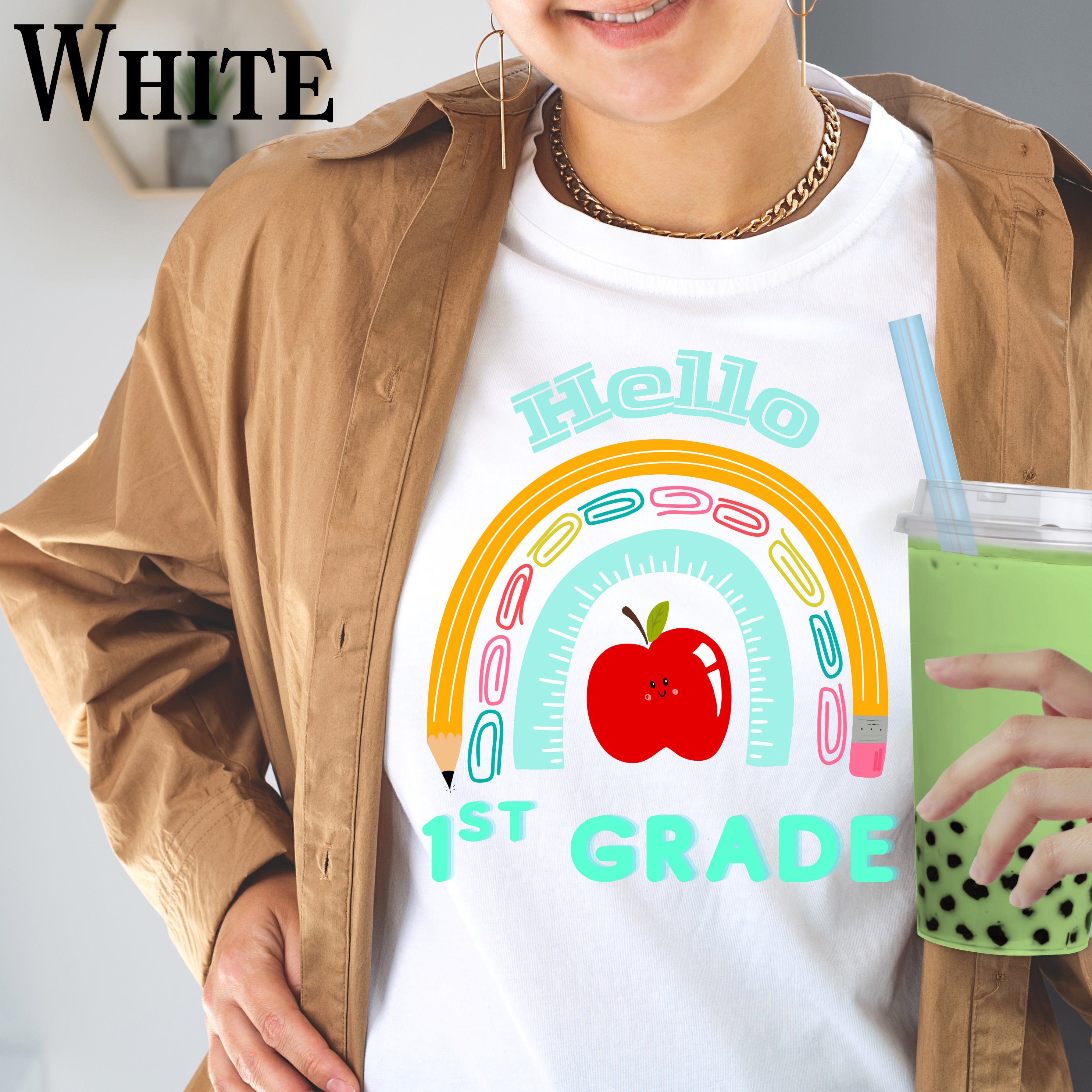 Hello 1st Grade Rainbow T-Shirt, Back to School Tee, Teacher Gift, Classroom Apparel, Kids Education Shirt, Unisex Softstyle Top product thumbnail image