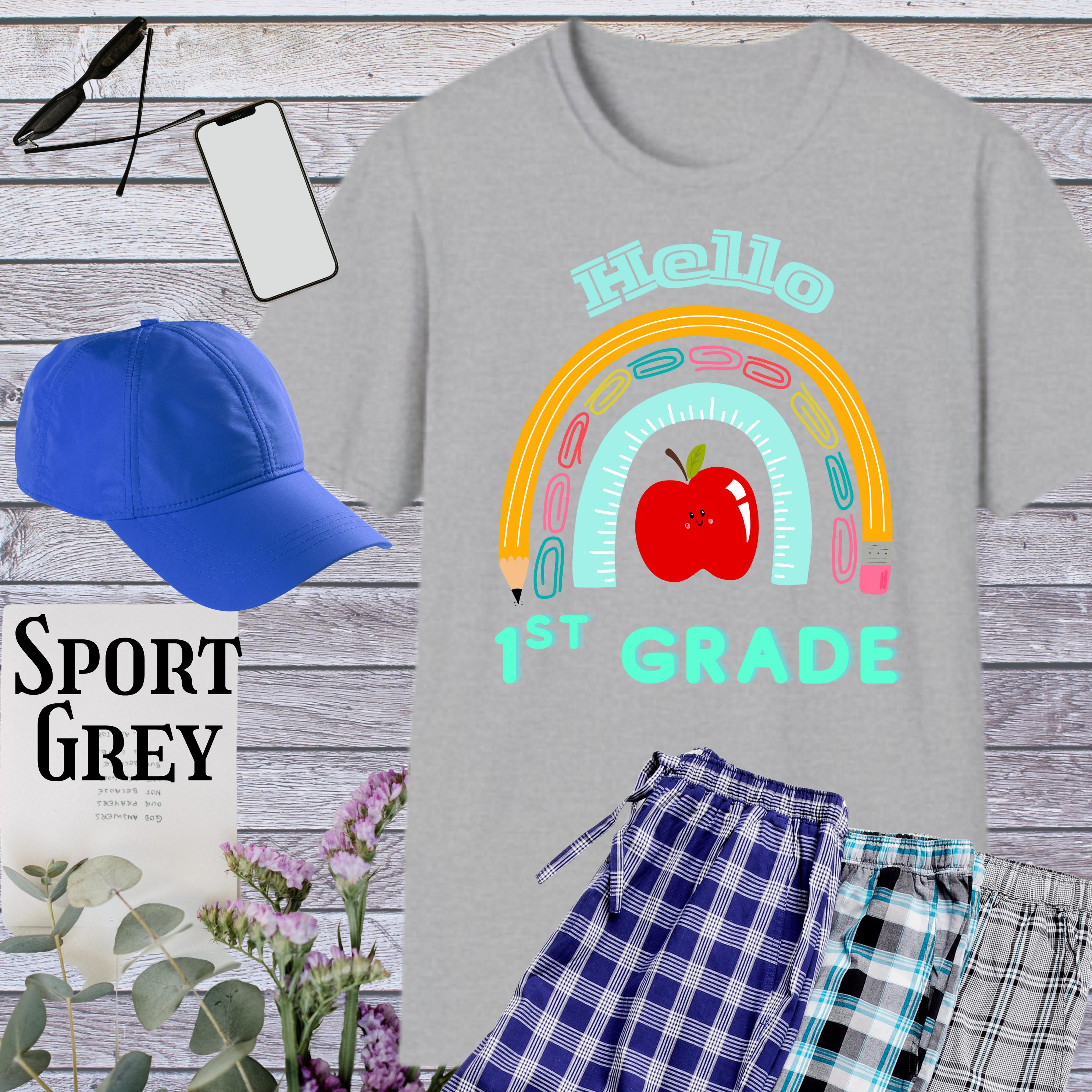 Hello 1st Grade Rainbow T-Shirt, Back to School Tee, Teacher Gift, Classroom Apparel, Kids Education Shirt, Unisex Softstyle Top product thumbnail image