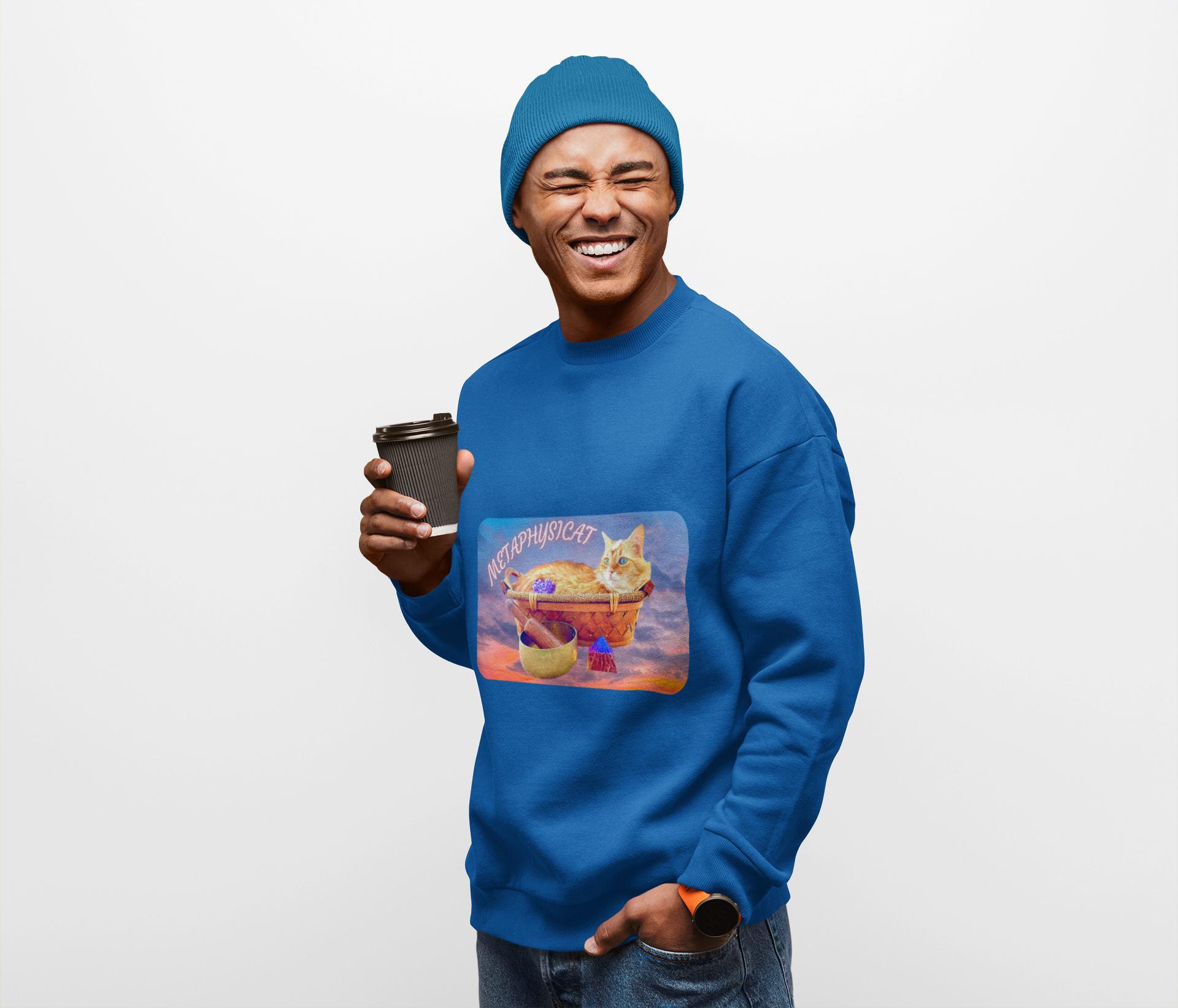 Crewneck Sweatshirt- Metaphysical and Whimsical Design For Cat Lovers product thumbnail image