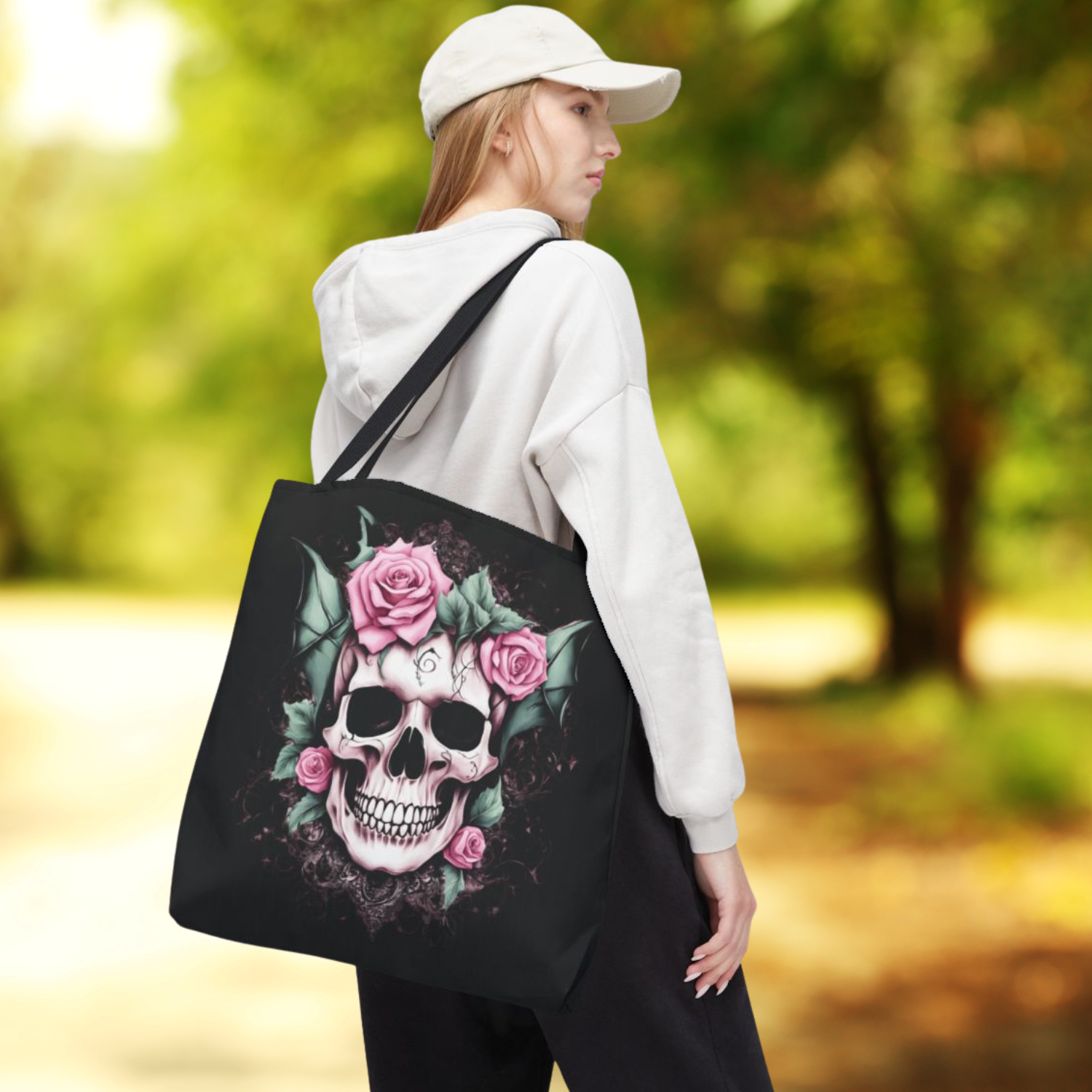 Gothic Skull Rose Tote Bag, Perfect for Halloween, Goth Lovers, Casual Outings, Eco-Friendly Shopper, Spooky Witchy Gift, dark academia product thumbnail image Gothic Skull Rose Tote Bag, Perfect for Halloween, Goth Lovers, Casual Outings, Eco-Friendly Shopper, Spooky Witchy Gift, dark academia product thumbnail image