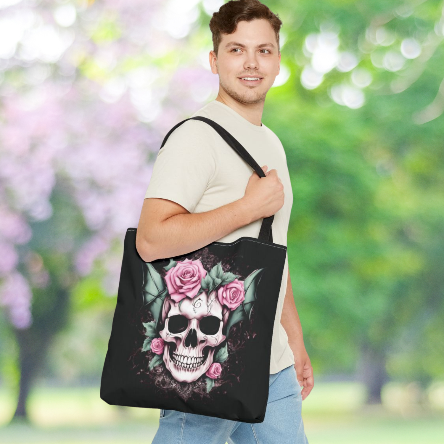 Gothic Skull Rose Tote Bag, Perfect for Halloween, Goth Lovers, Casual Outings, Eco-Friendly Shopper, Spooky Witchy Gift, dark academia product thumbnail image Gothic Skull Rose Tote Bag, Perfect for Halloween, Goth Lovers, Casual Outings, Eco-Friendly Shopper, Spooky Witchy Gift, dark academia product thumbnail image