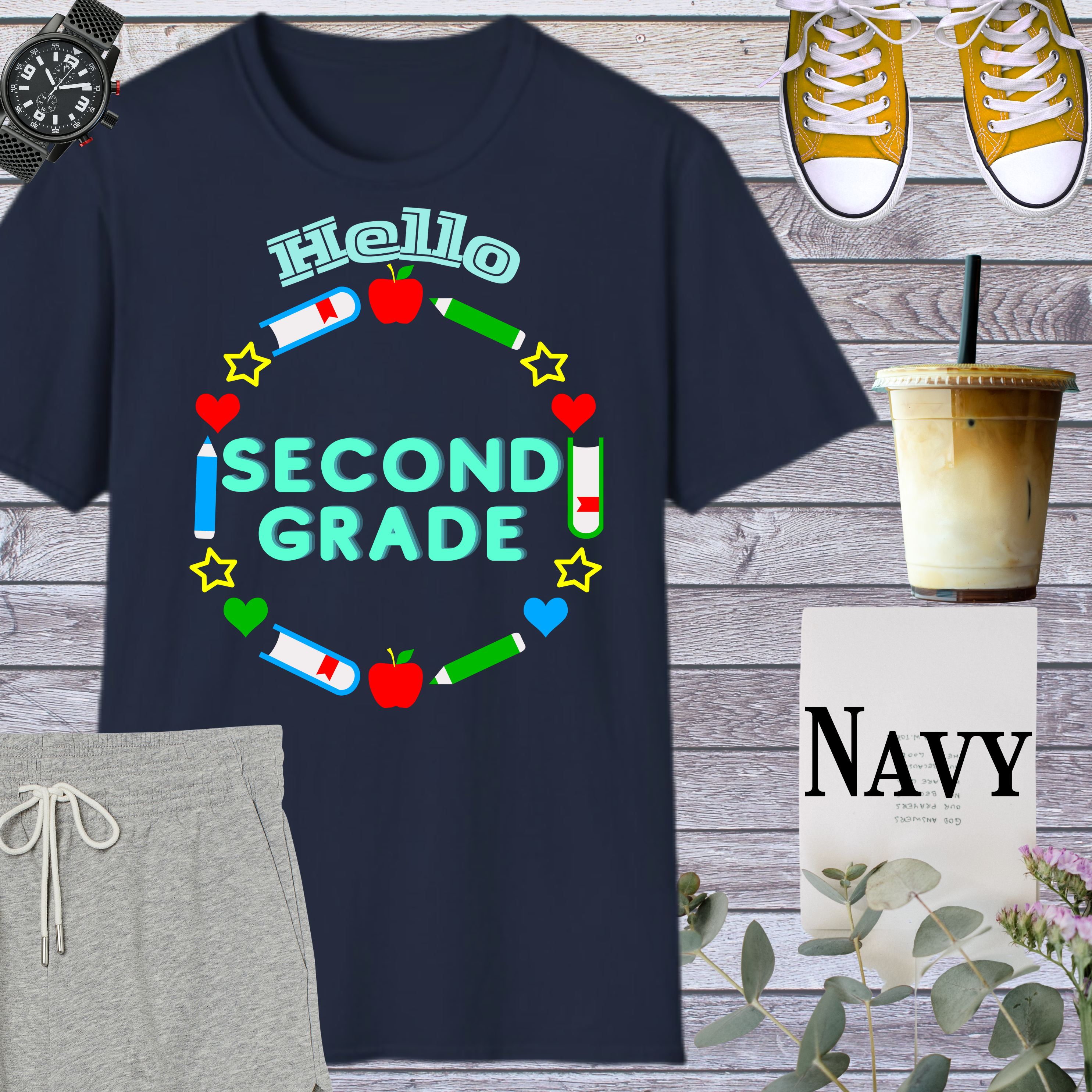 Hello Second Grade Unisex Softstyle T-Shirt, Back to School, Teacher Gift, Classroom Attire, Kids Apparel, Educational Shirt product thumbnail image