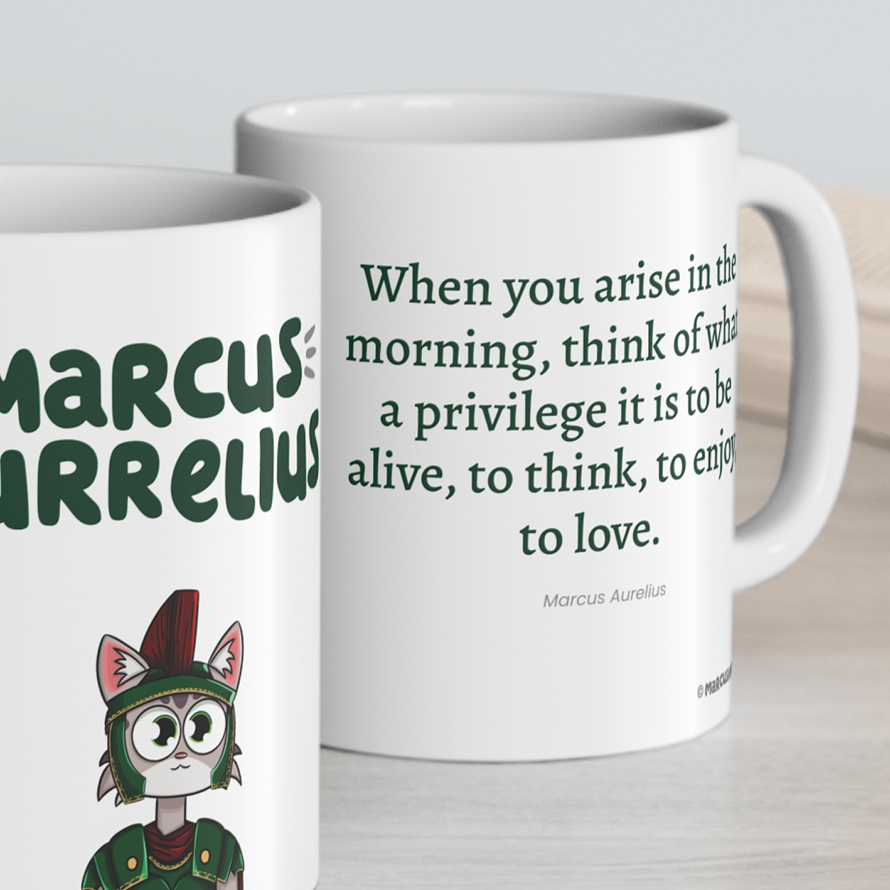 Marcus Mug - When you arise in the morning, think of what a privilege it is to be alive, to think, to enjoy, to love.