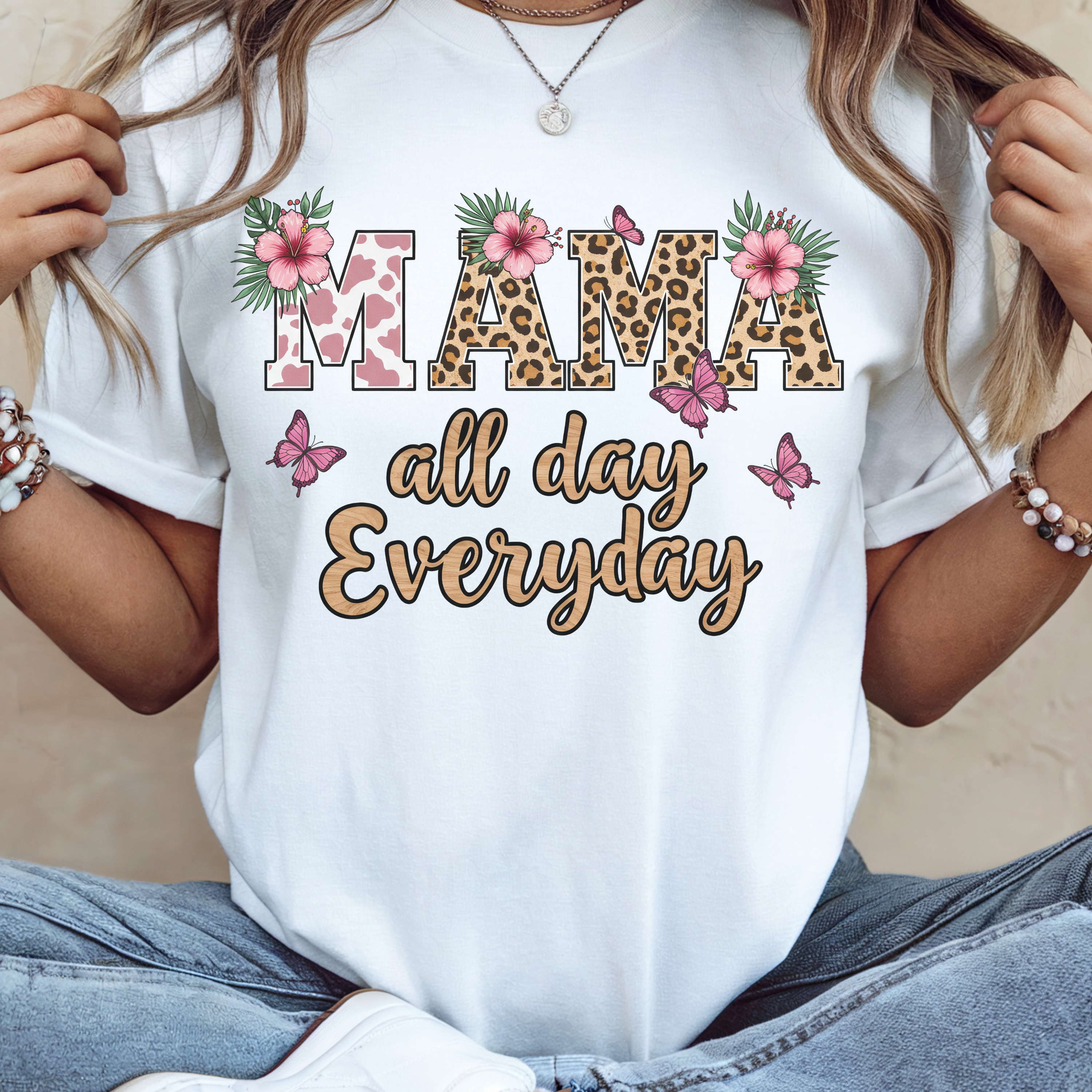 MAMA All Day Everyday Tee - Cotton Shirt for Casual Wear, Gift for Mother's Day, Birthdays, Grandmother, Family Gatherings