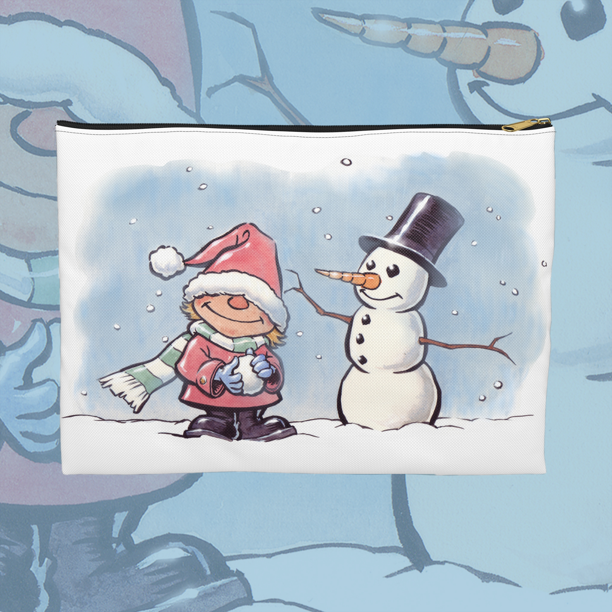 Festive Holiday Accessory Pouch - Cute Winter Design with Santa and Snowman product thumbnail image Festive Holiday Accessory Pouch - Cute Winter Design with Santa and Snowman product thumbnail image