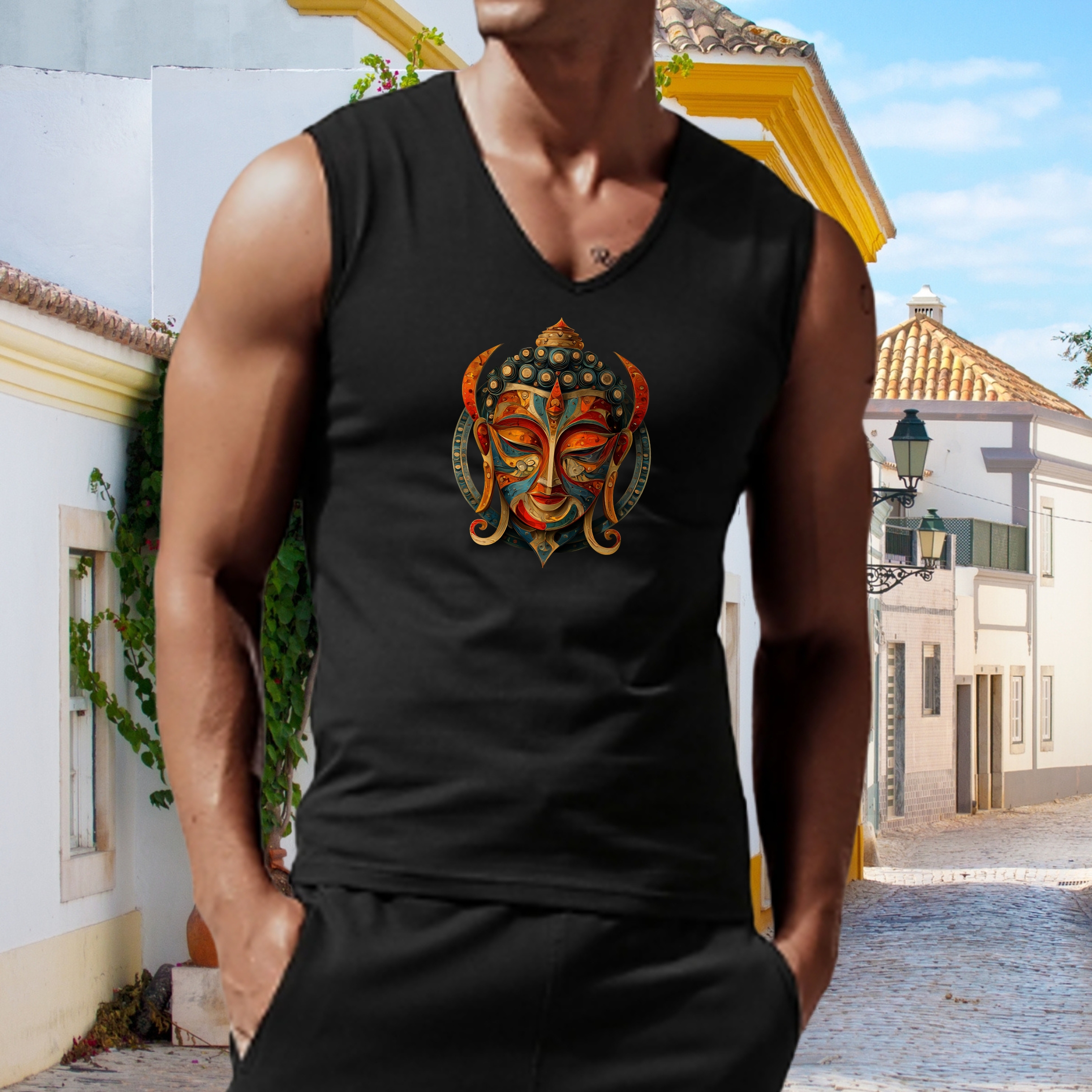 Buddha Mask Portrait Unisex Jersey Tank Top  product thumbnail image